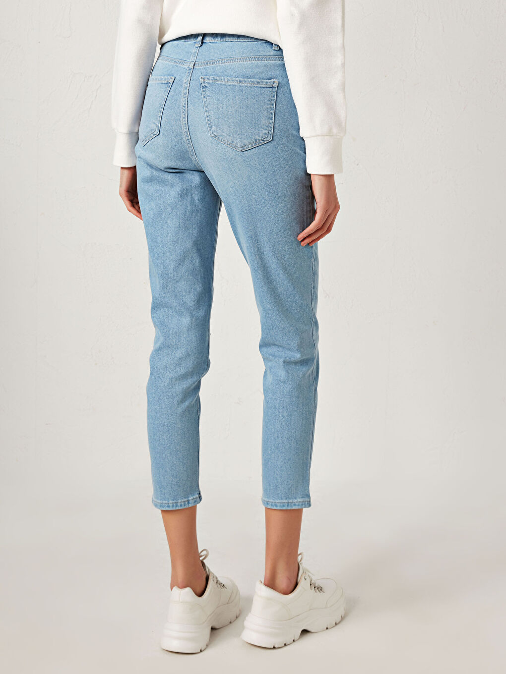 İndigo Yüksek Bel Slim Fit Kadın Rodeo Jean Pantolon-4