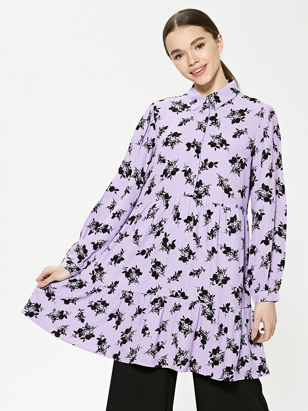 Floral Long Sleeve Women's Shirt Tunic