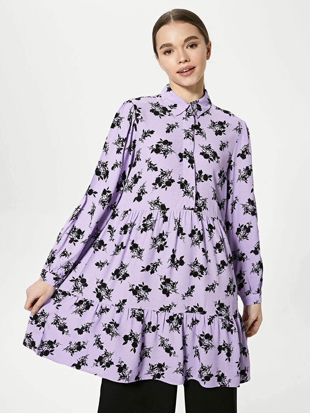 Floral Long Sleeve Women's Shirt Tunic-1