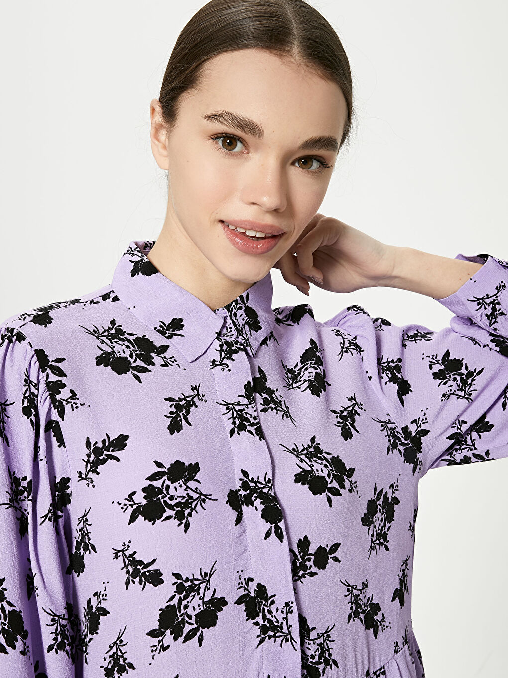 Floral Long Sleeve Women's Shirt Tunic-3