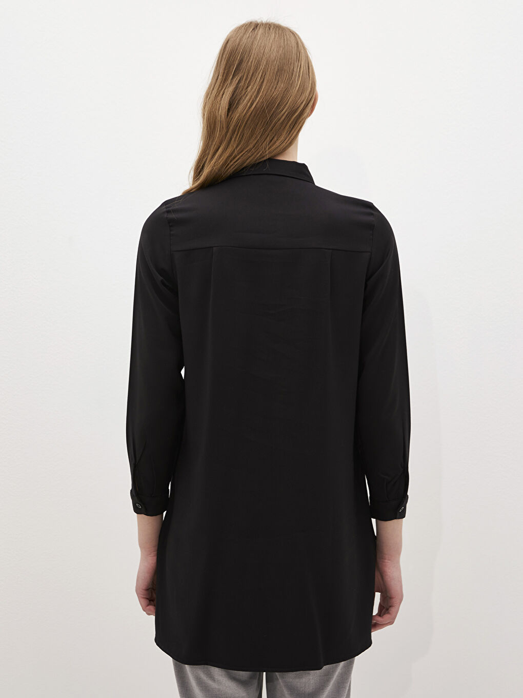 Plain Long Sleeve Women's Shirt Tunic-4