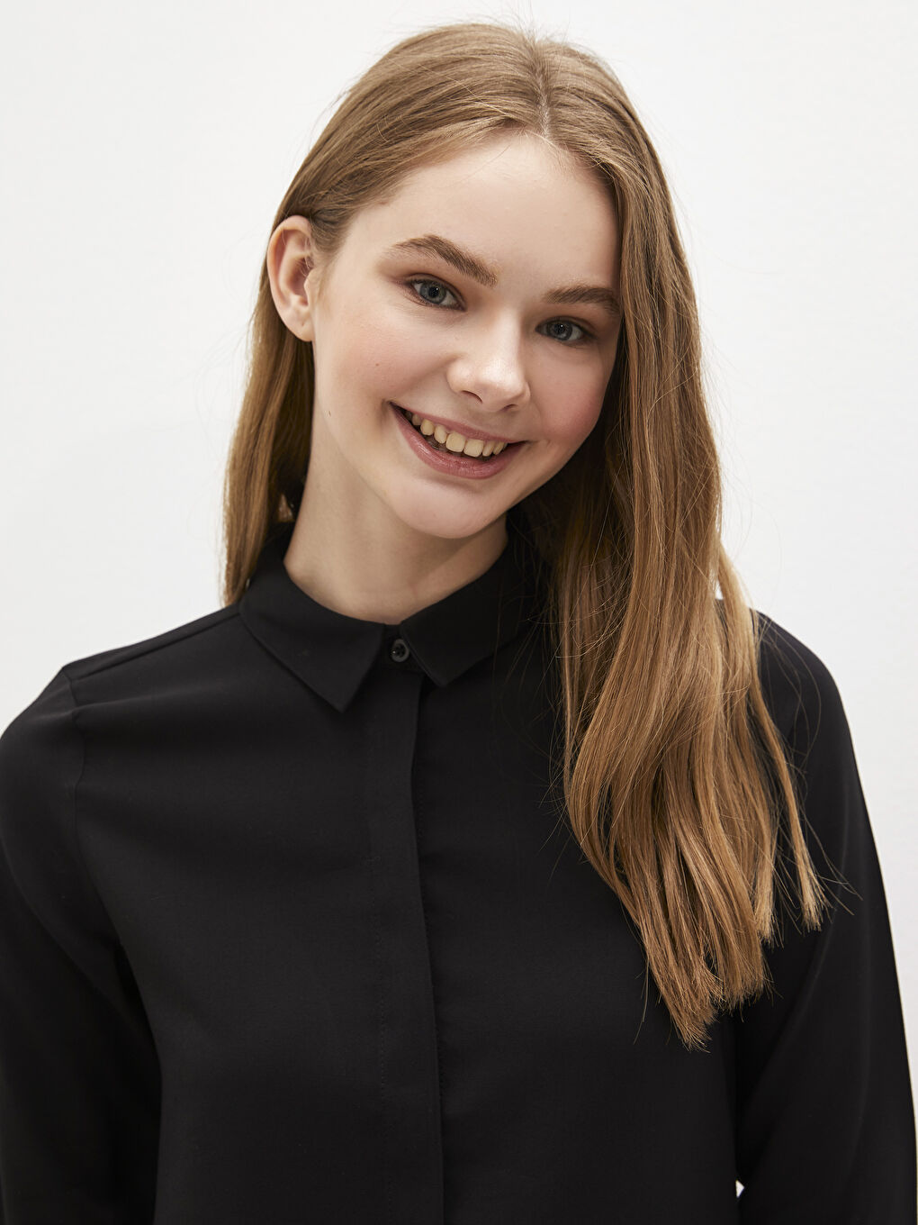 Plain Long Sleeve Women's Shirt Tunic-3