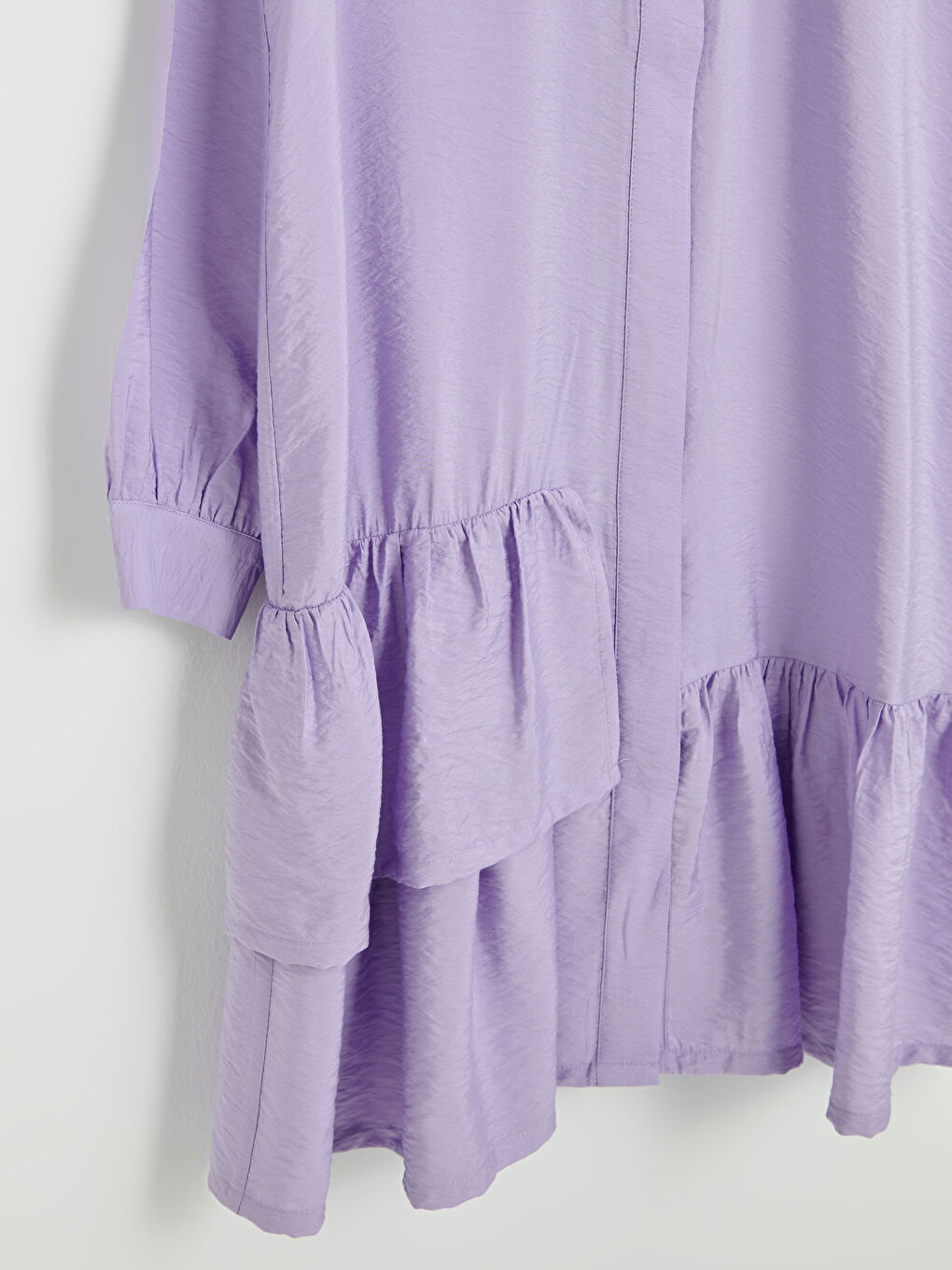 Lila Fırfır Detaylı Uzun Kollu Kadın Gömlek Tunik-6