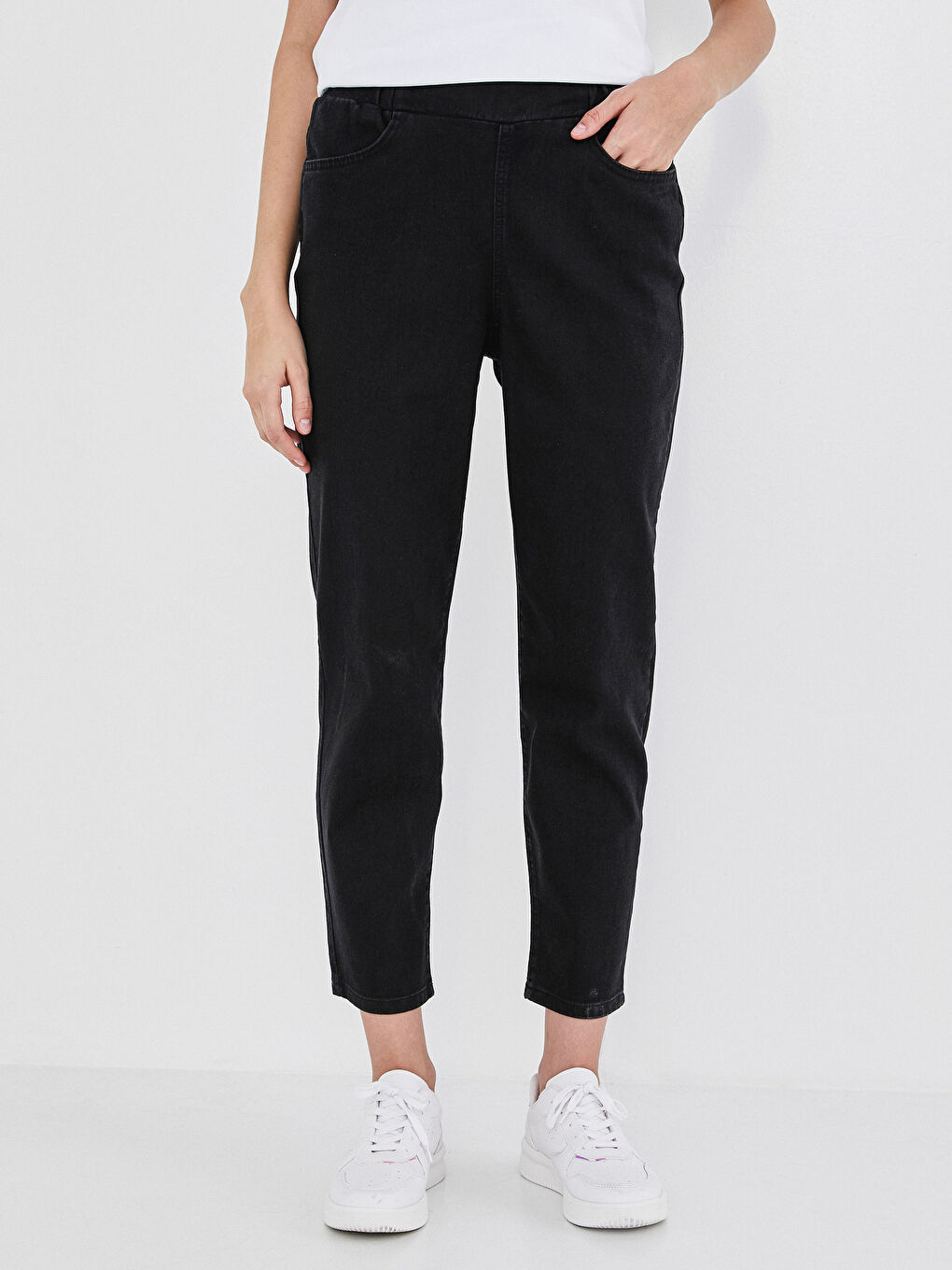 Jean Longueur Cheville À Taille Élastique-2