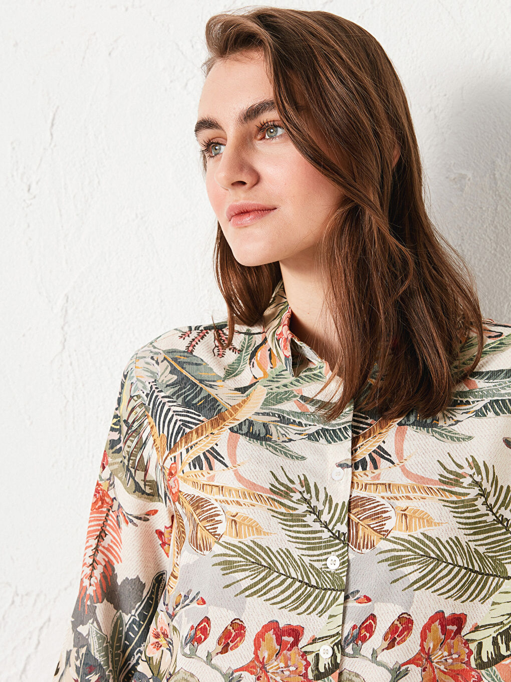 Рубашка-туника из вискозы с длинным рукавом с принтом для женщин-2