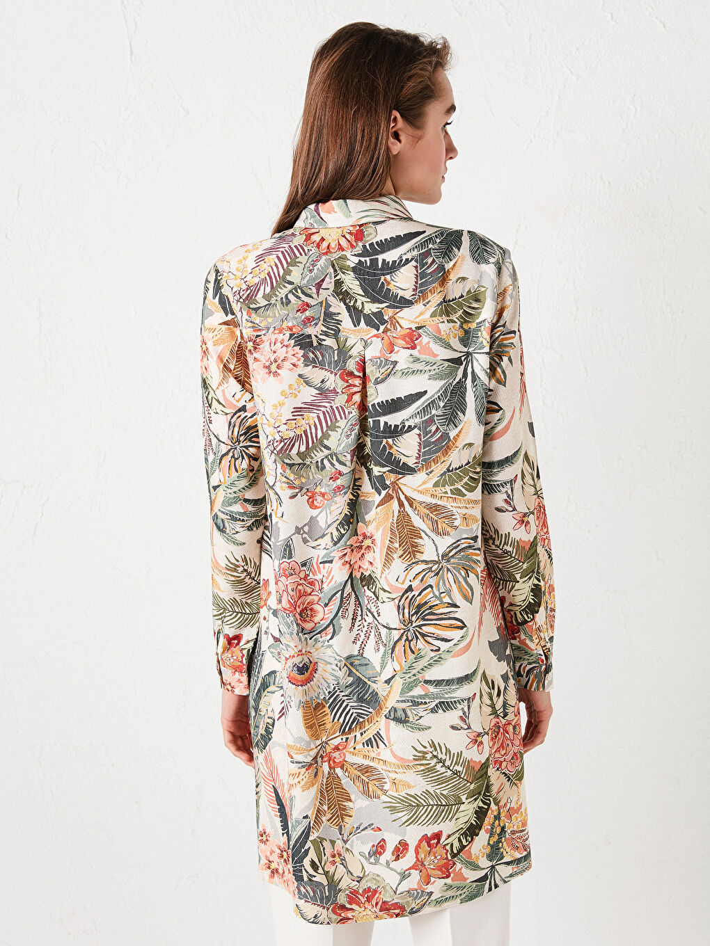 Рубашка-туника из вискозы с длинным рукавом с принтом для женщин-4