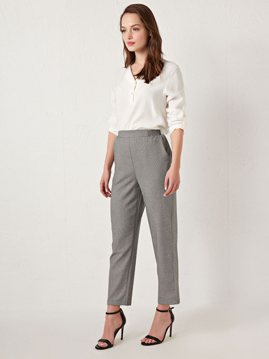 Gri Beli Lastikli Pantolon-2