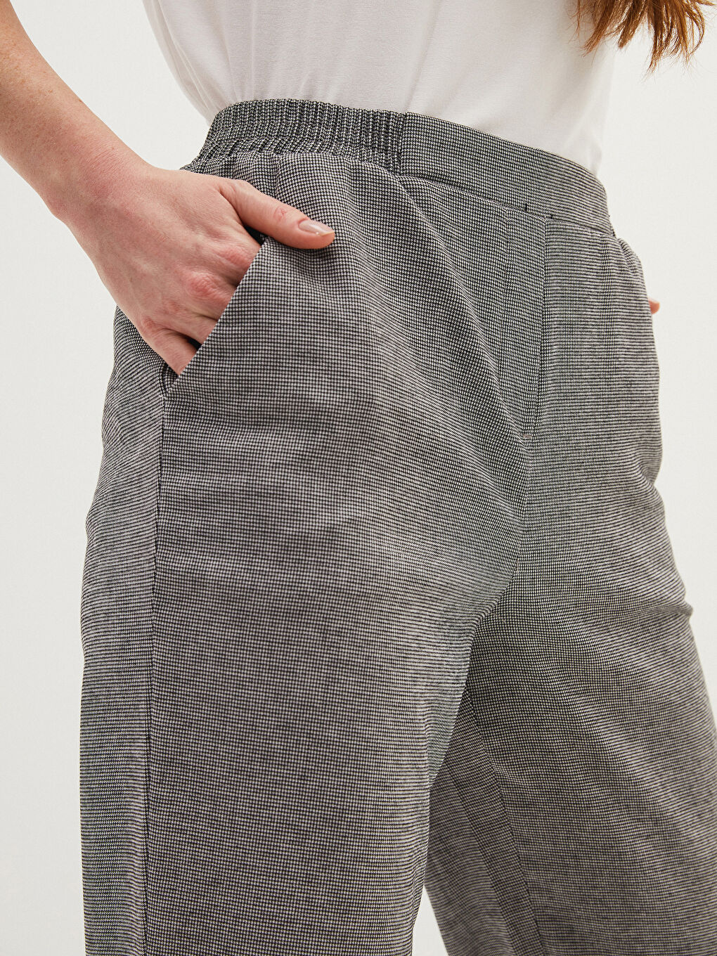 Gri Beli Lastikli Pantolon-5