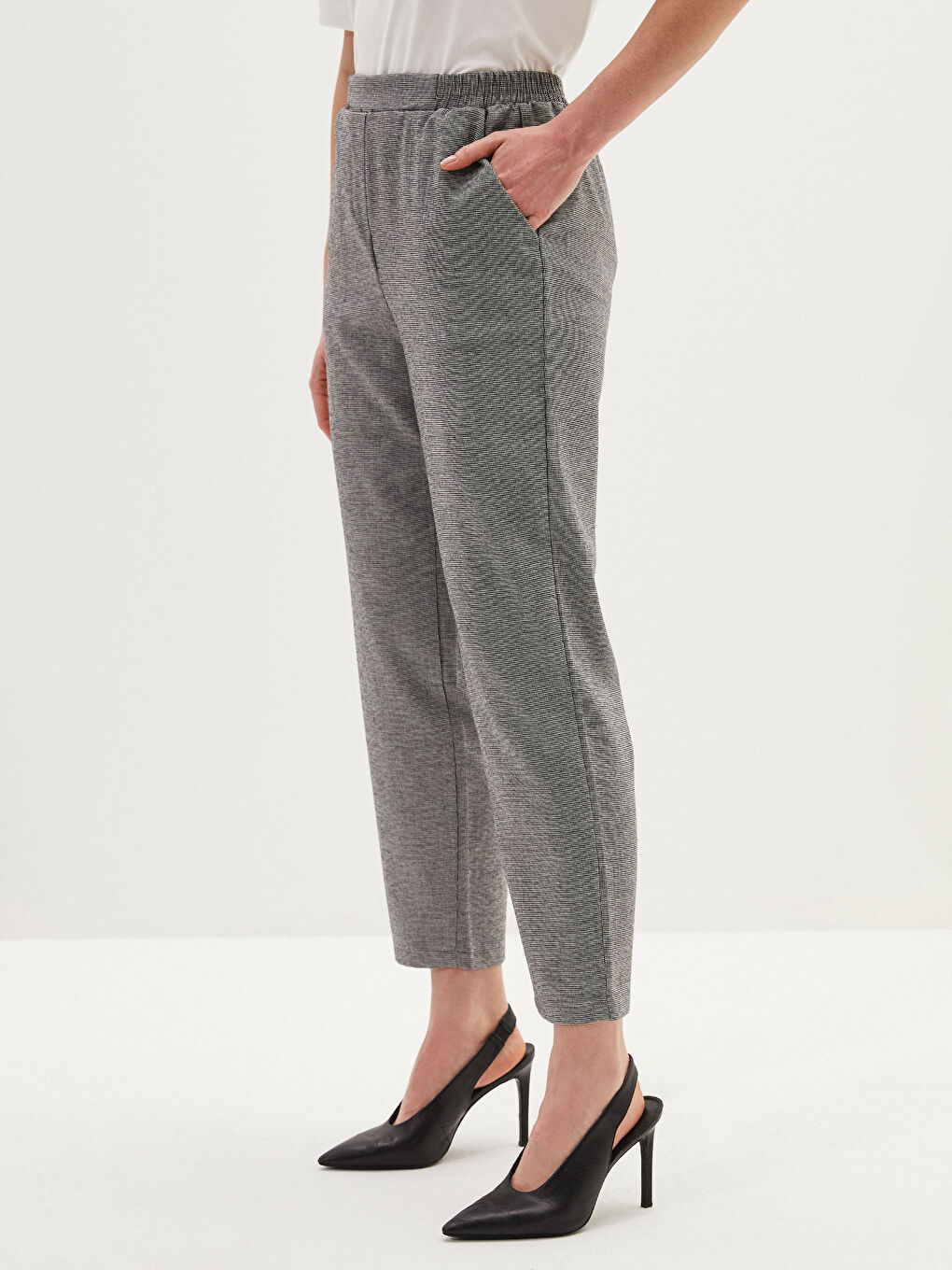 Gri Beli Lastikli Pantolon-3