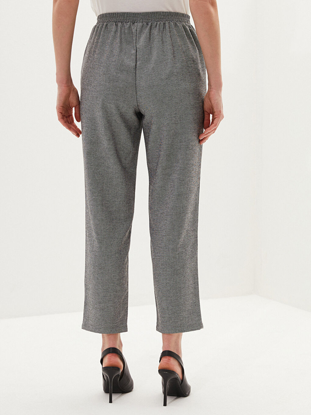 Gri Beli Lastikli Pantolon-4