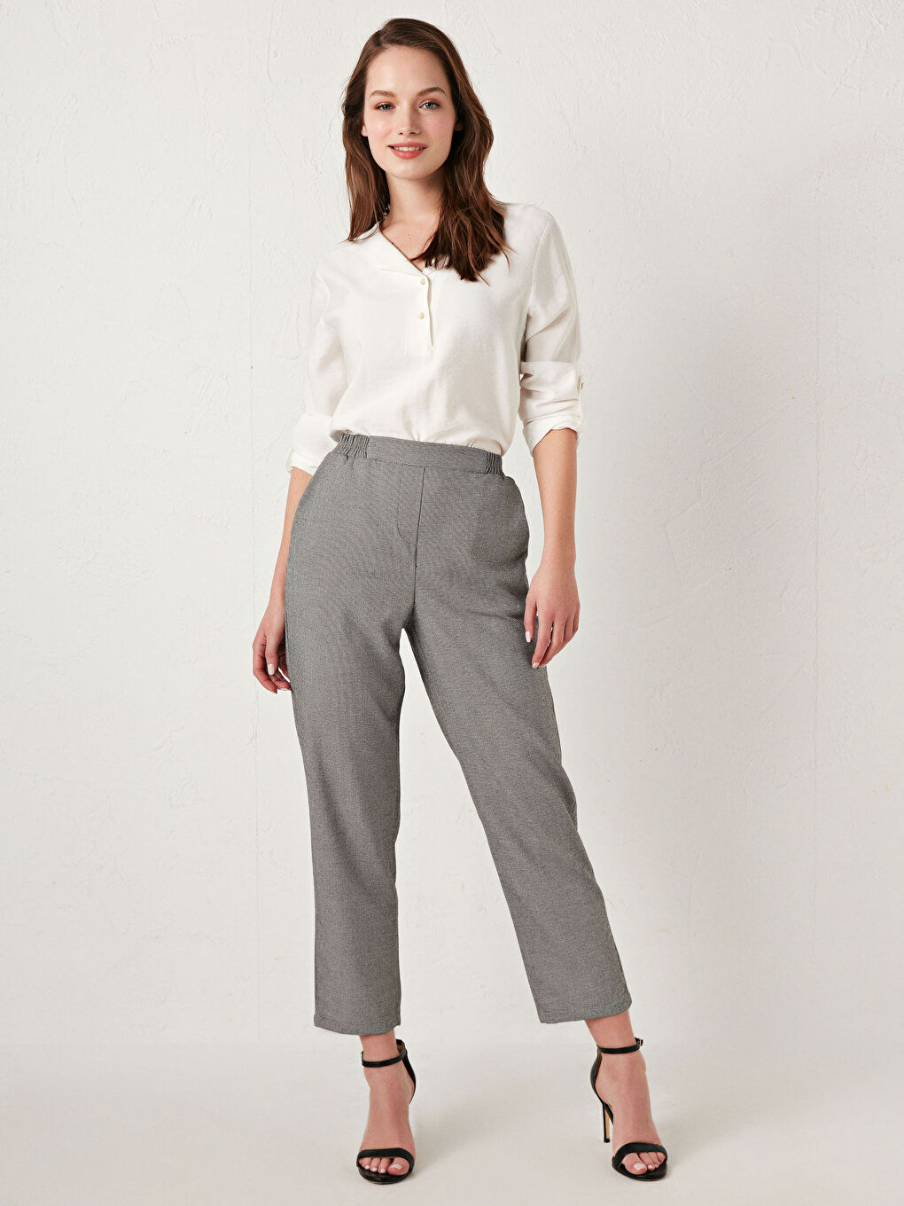 Gri Beli Lastikli Pantolon-7