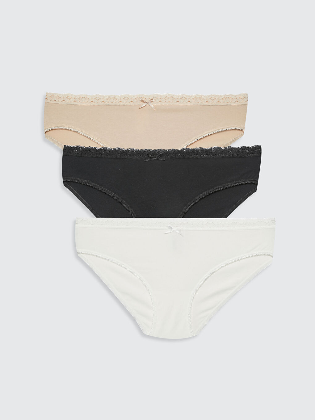 Pembe Dantelli Fiyonk Detaylı Klasik Külot 3'lü