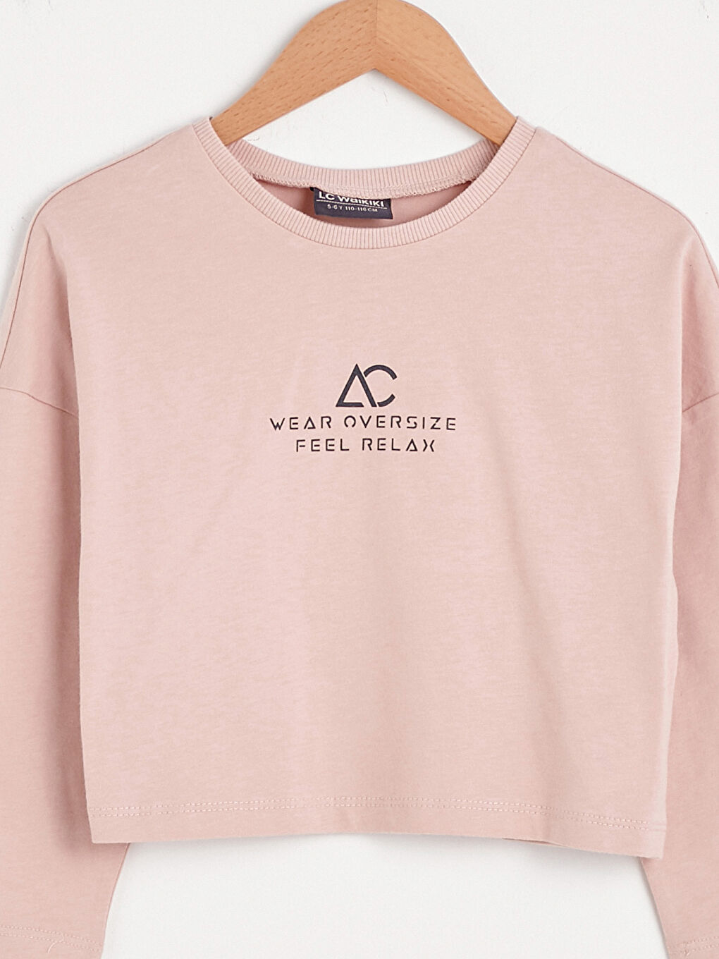 Crew Neck Printed Long Sleeve Girl's T-Shirt and Headband-2