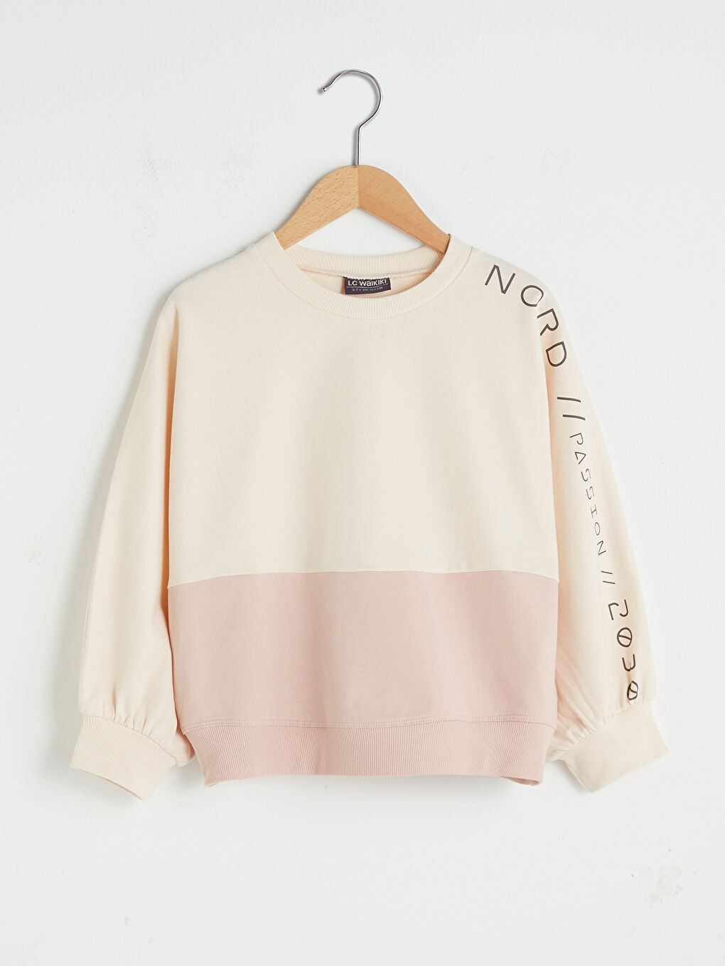 Pembe Bisiklet Yaka Baskılı Uzun Kollu Kız Çocuk Sweatshirt