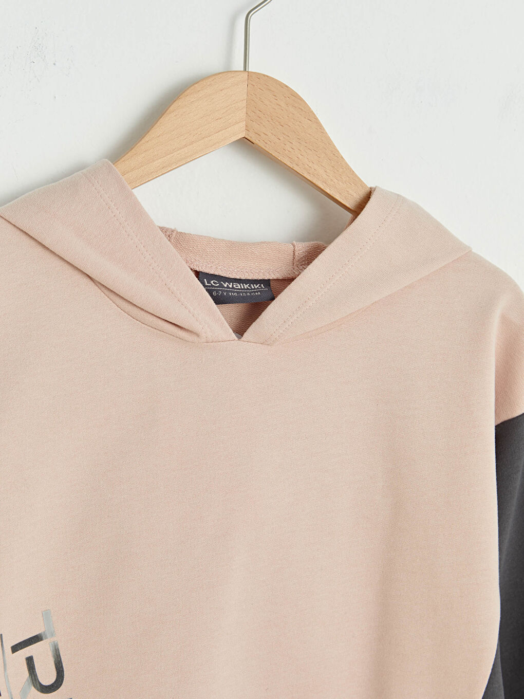 Printed Color-Blocked Long Sleeve Girl's Sweatshirt with Hood-1