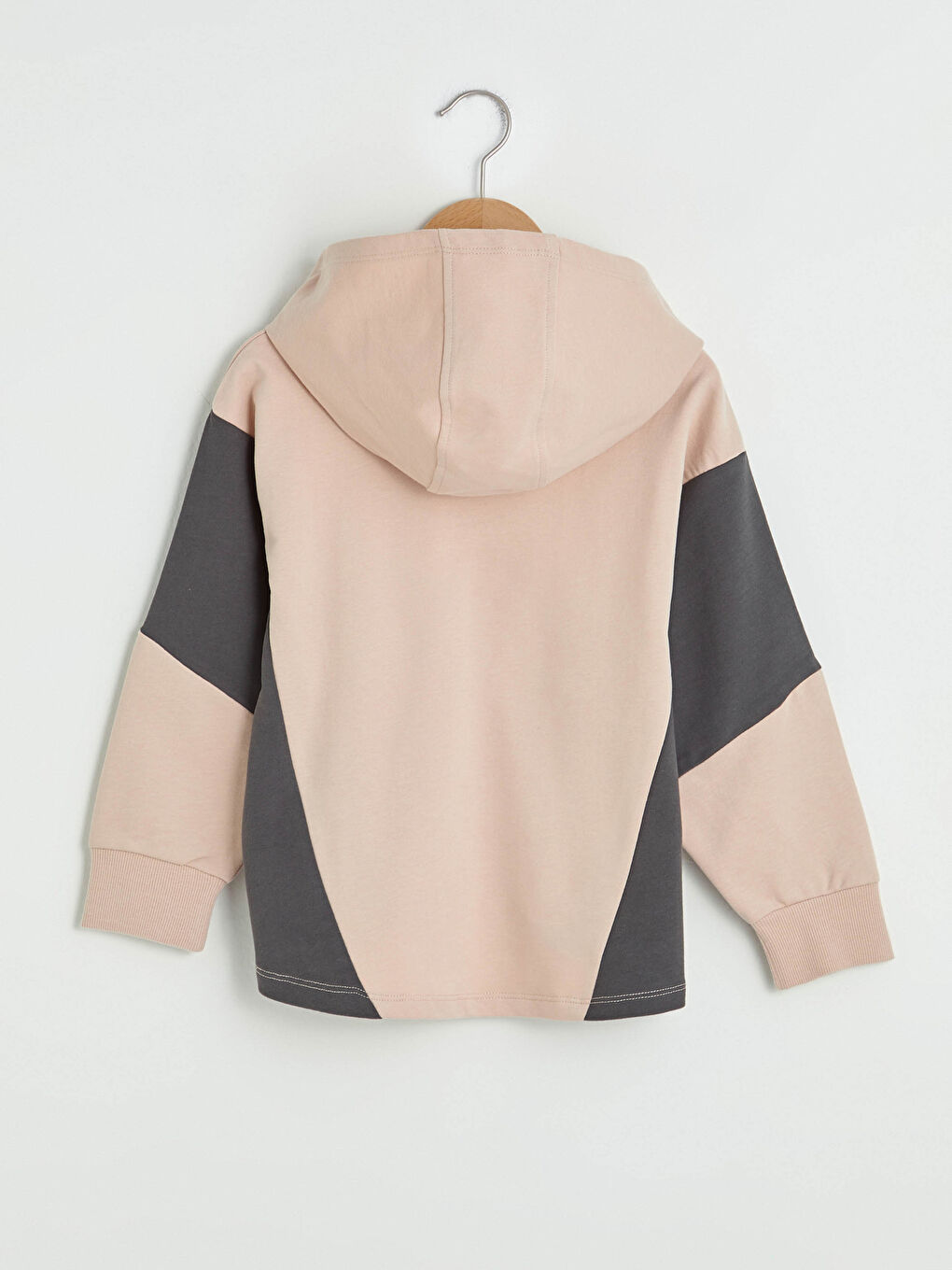 Printed Color-Blocked Long Sleeve Girl's Sweatshirt with Hood-3