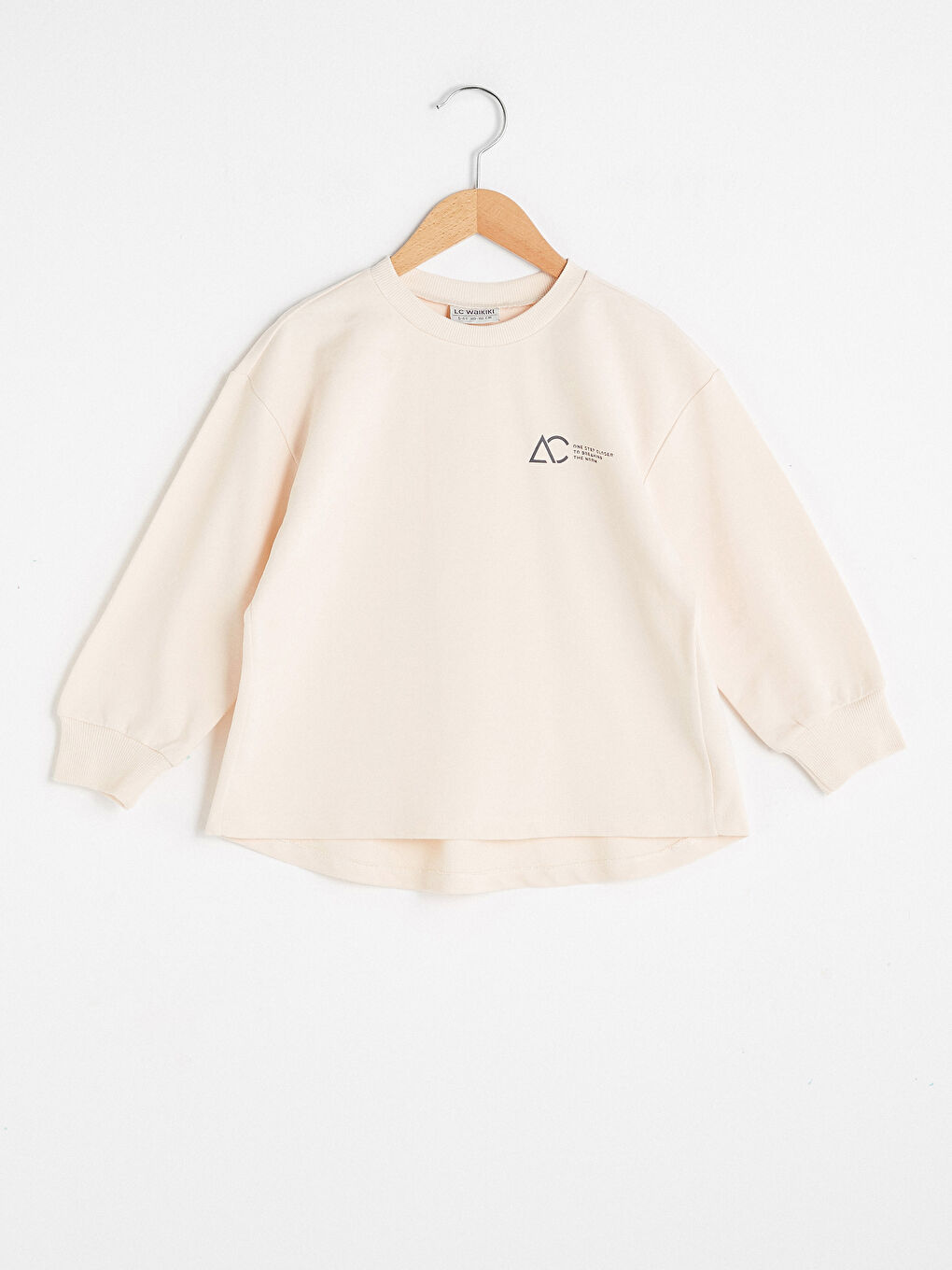 Pembe Bisiklet Yaka Basic Uzun Kollu Kız Çocuk Sweatshirt