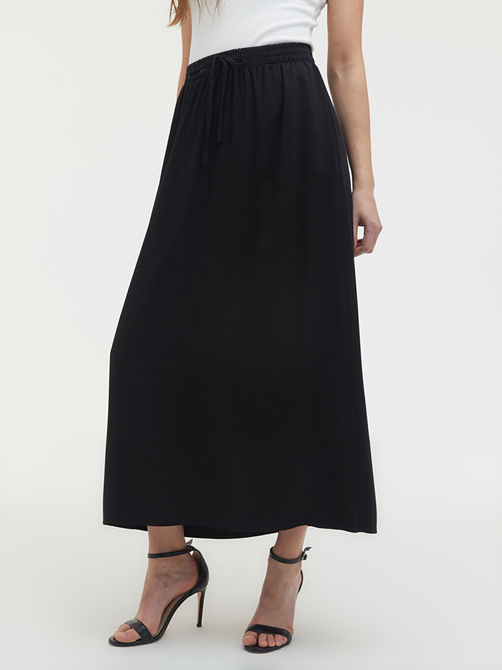 Elastic Waist Viscose Skirt-6