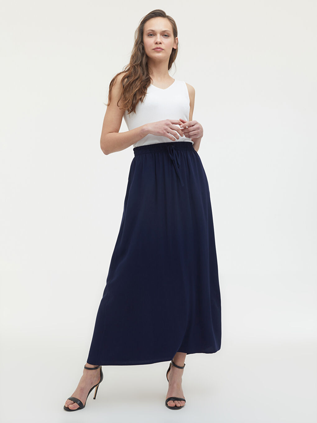 LCW Grace Elastic Waist Viscose Skirt -S1CC06Z8-E1J