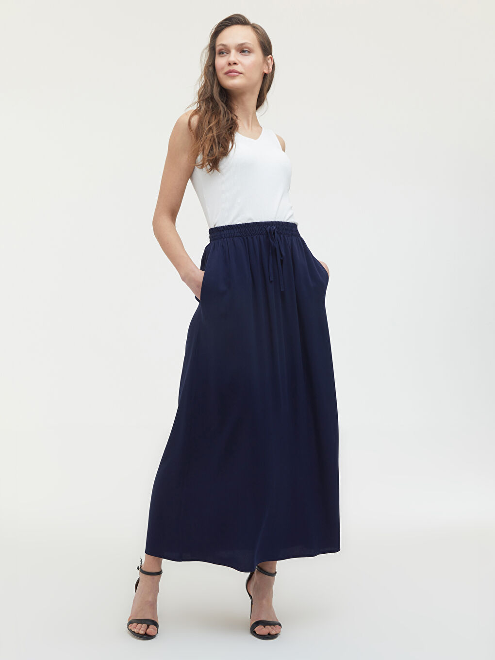 LCW Grace Elastic Waist Viscose Skirt -S1CC06Z8-E1J
