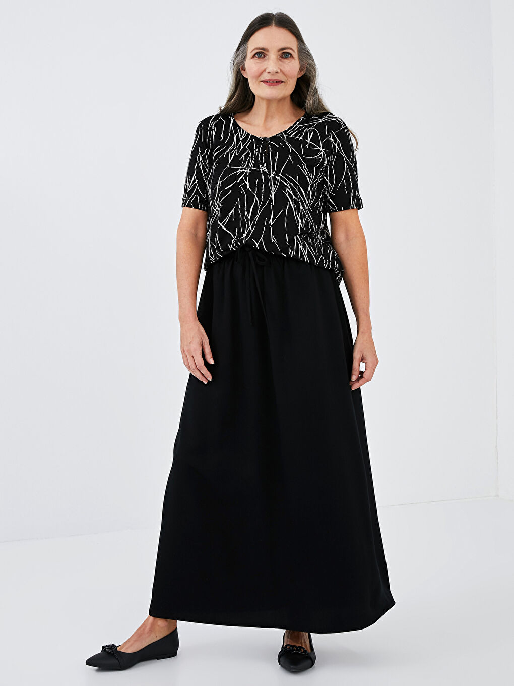 Elastic Waist Viscose Skirt-1