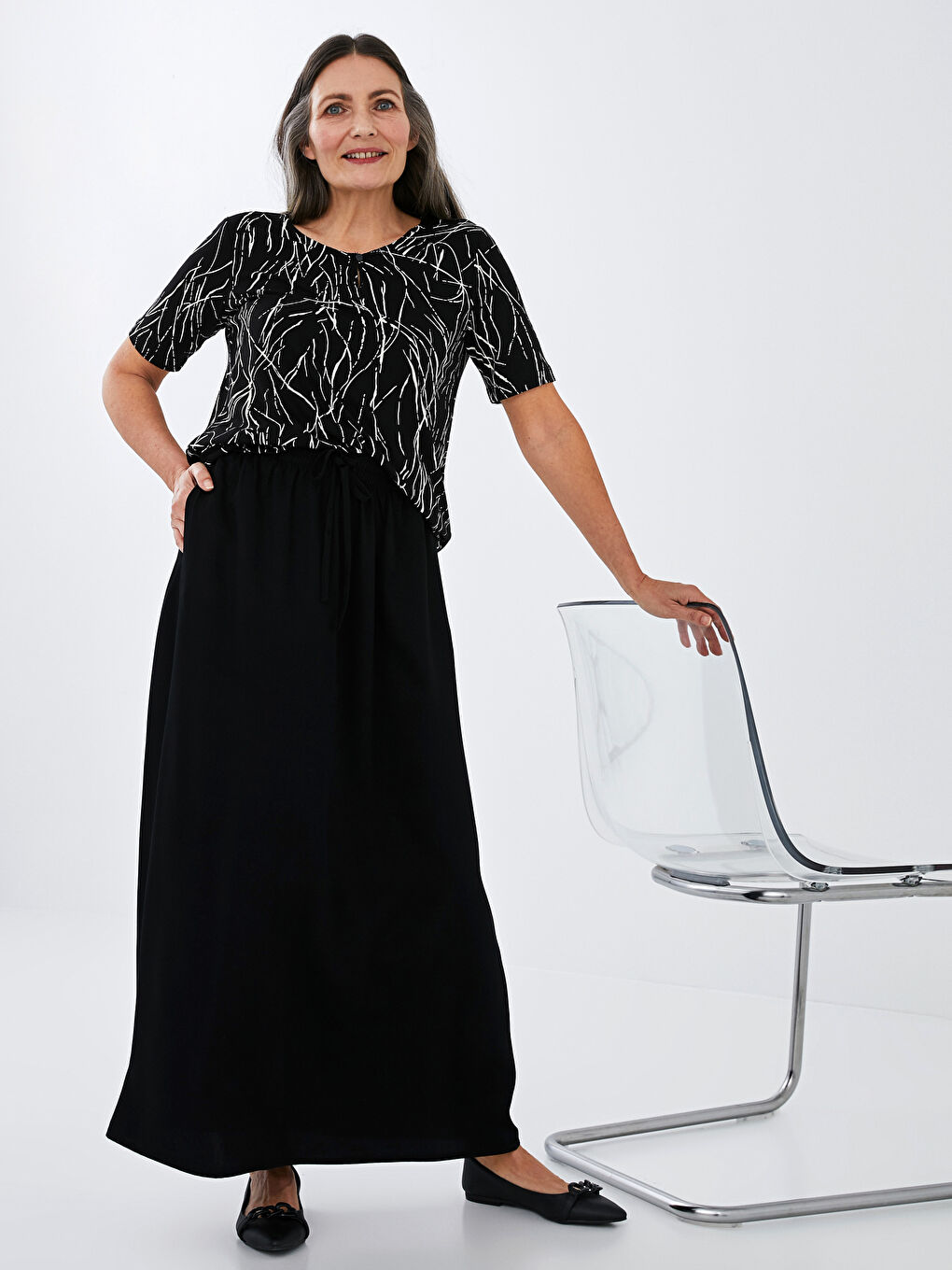 Elastic Waist Viscose Skirt-2