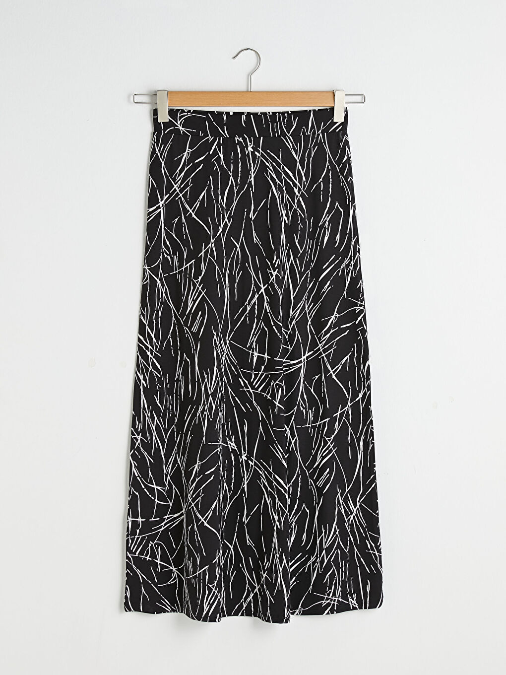 Karışık Beli Lastikli Desenli Uzun Etek-4