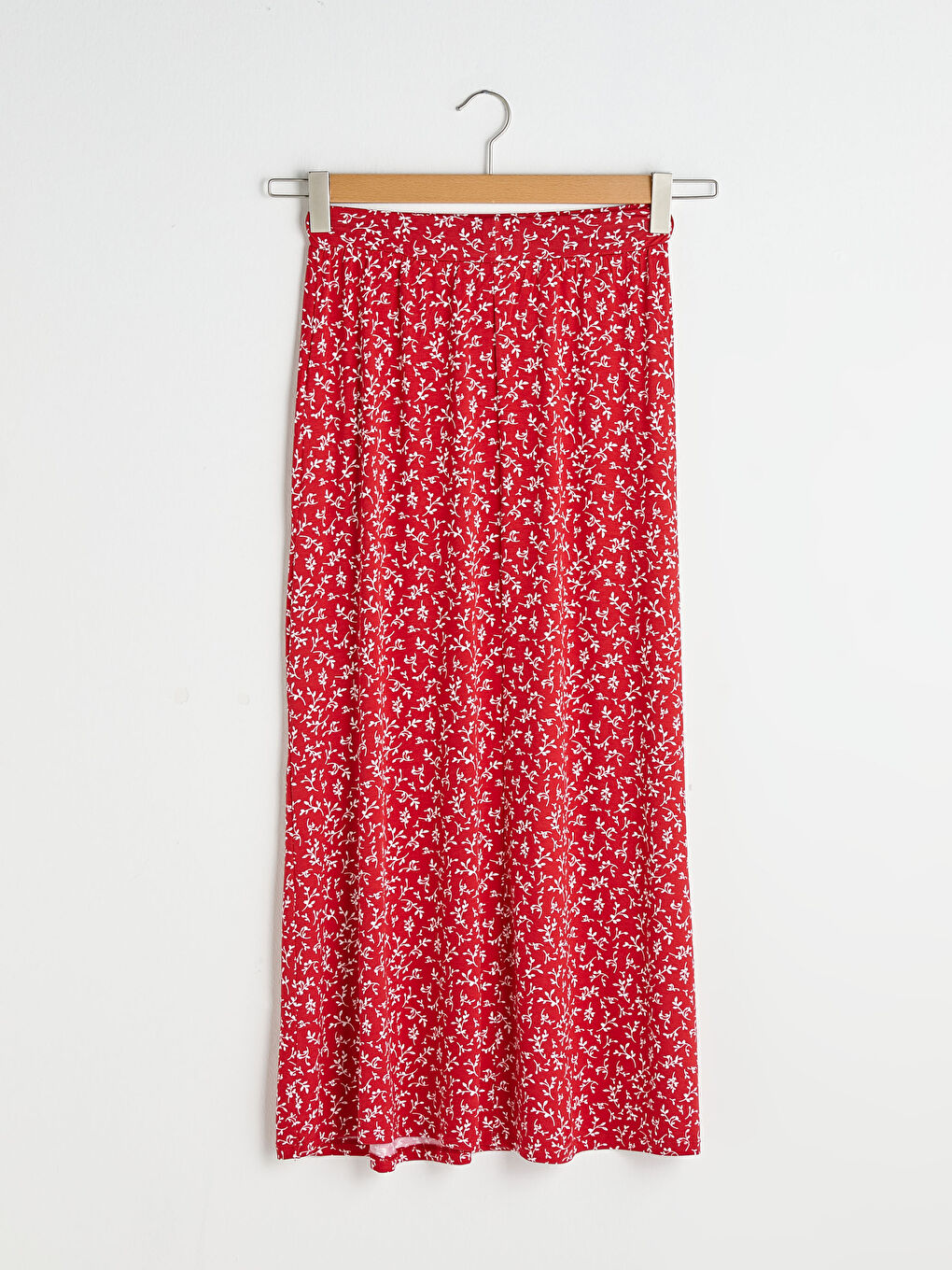 Elastic Waist Figured Maxi Skirt-7