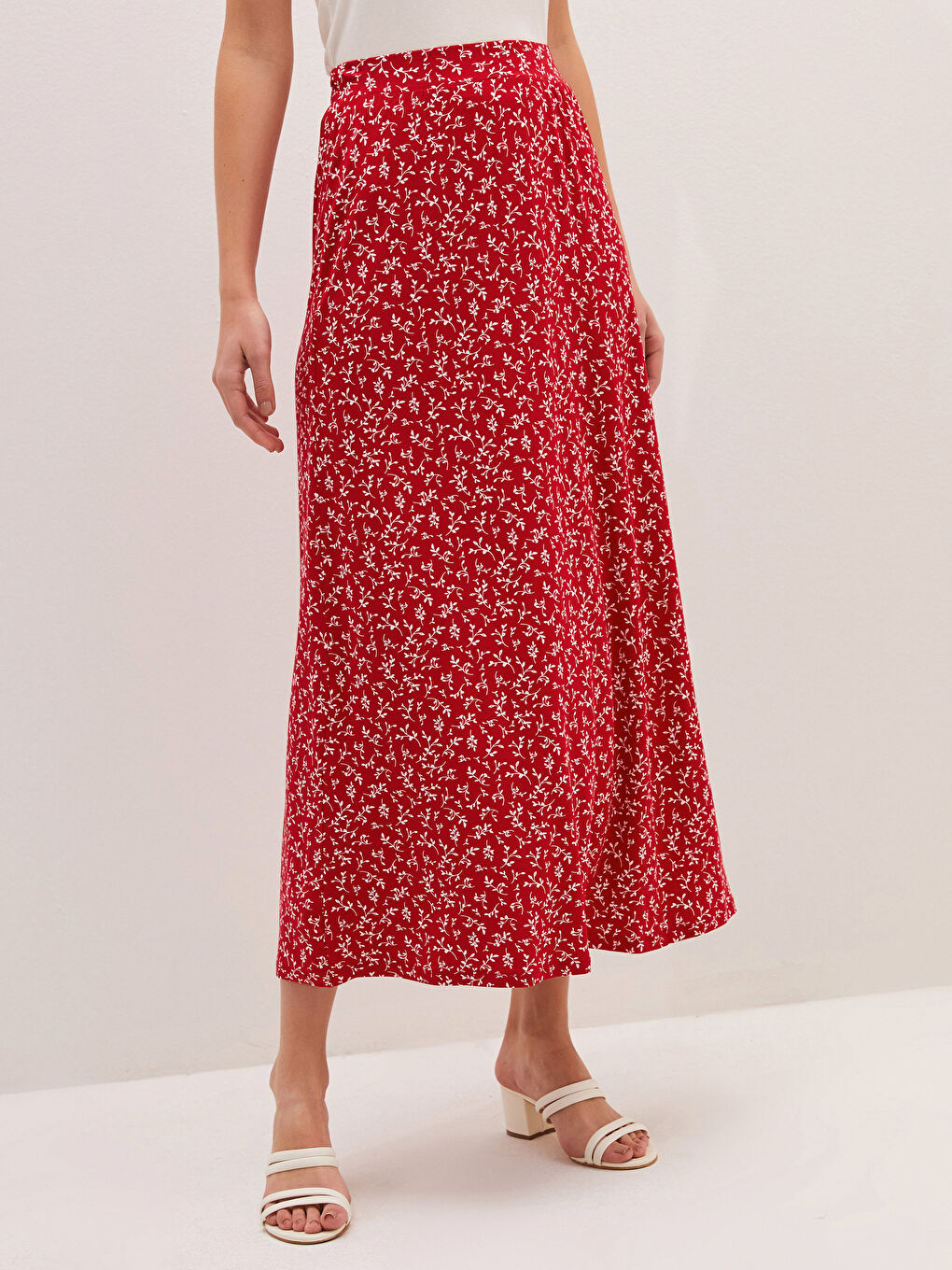 Elastic Waist Figured Maxi Skirt-2