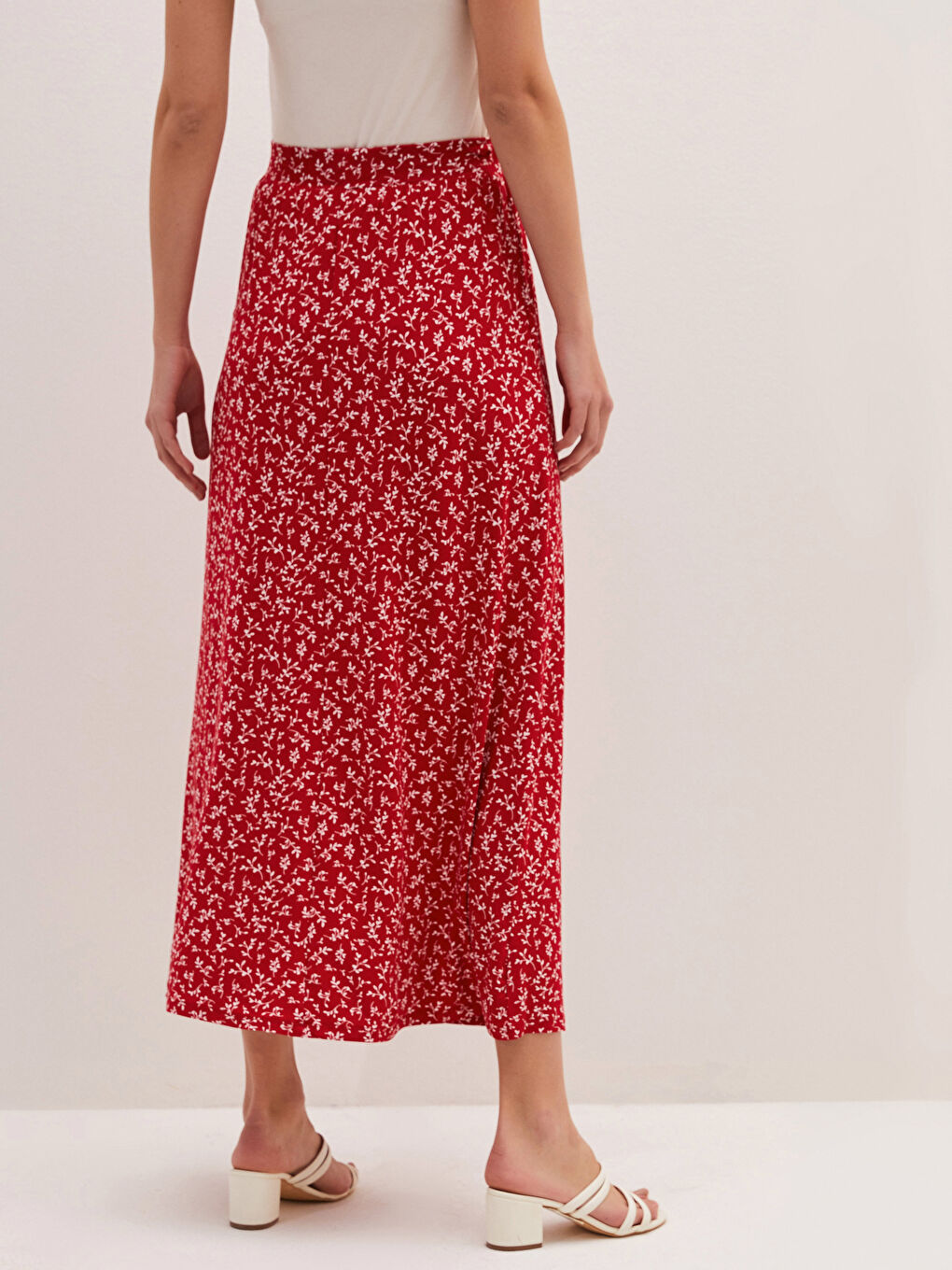 Elastic Waist Figured Maxi Skirt-3