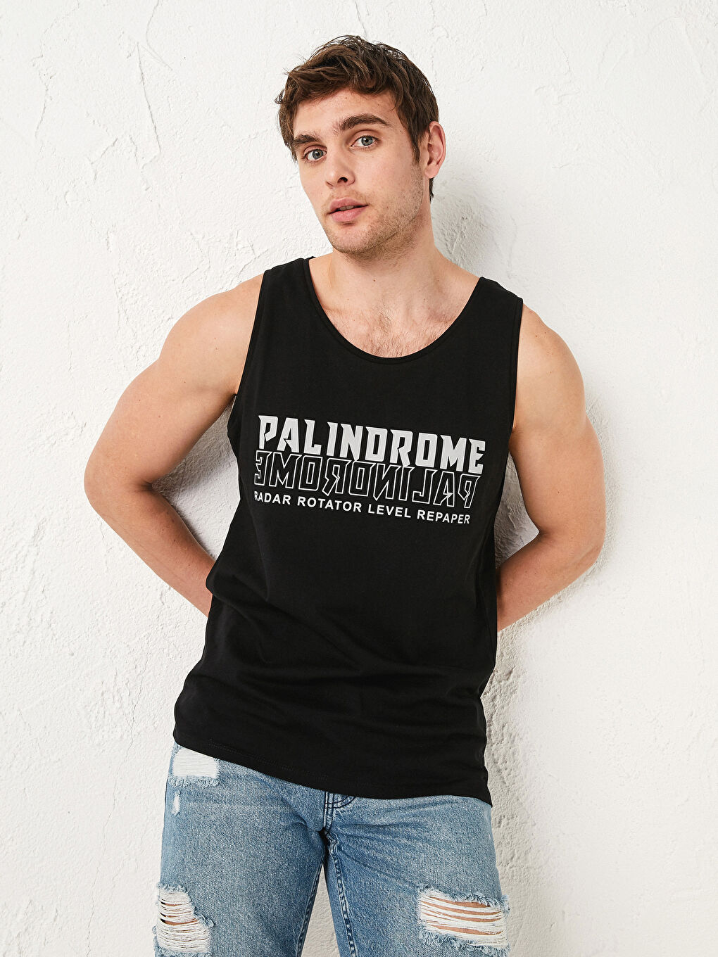 LC Waikiki Crew Neck Printed Cotton Men's Sleeveless T-Shirt -S1CC41Z8-CVL