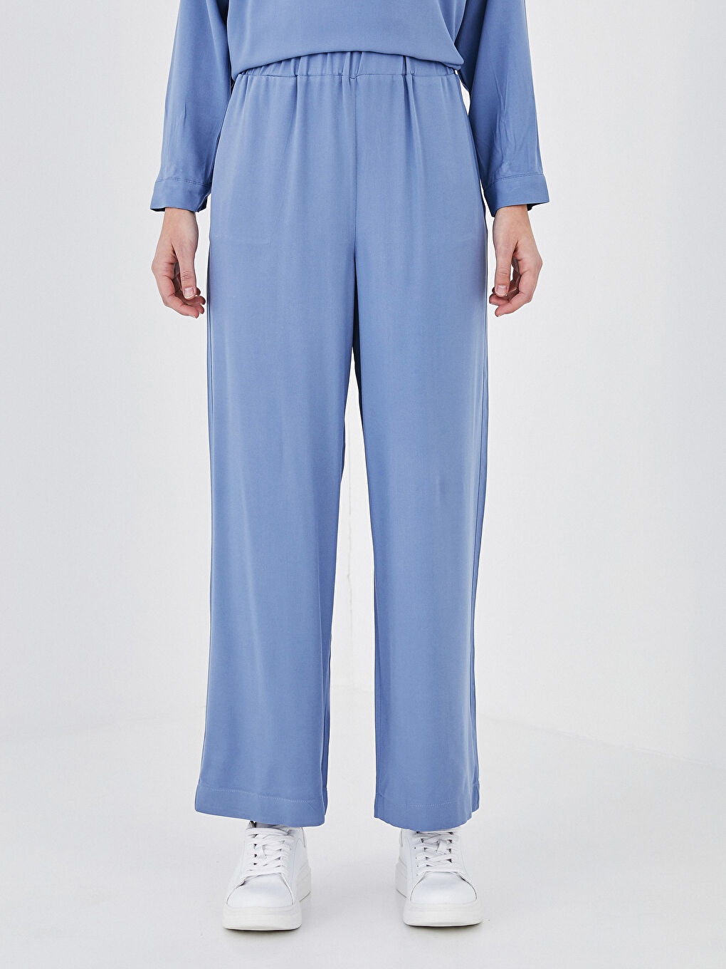 Elastic Waist Comfortable Fit Plazzo Woman Trousers-2