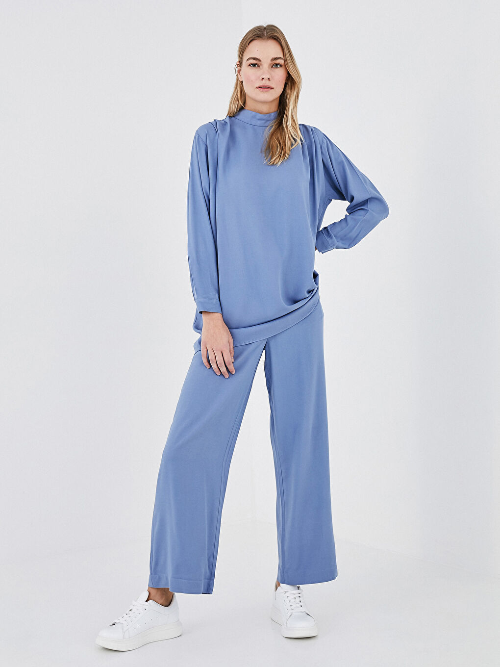 Elastic Waist Comfortable Fit Plazzo Woman Trousers-4