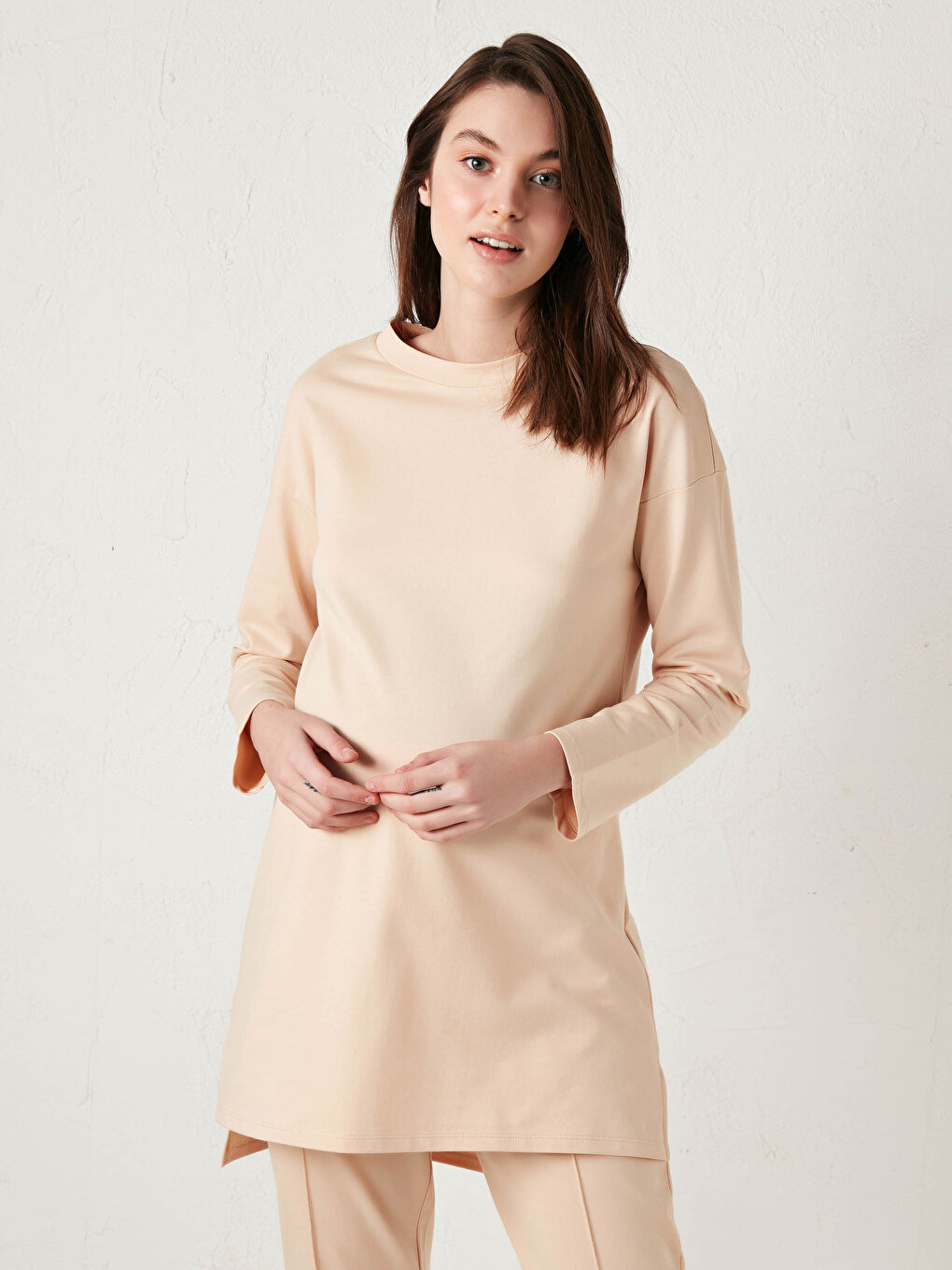 تونيك سترة حمل بكول مدور بسيط-6