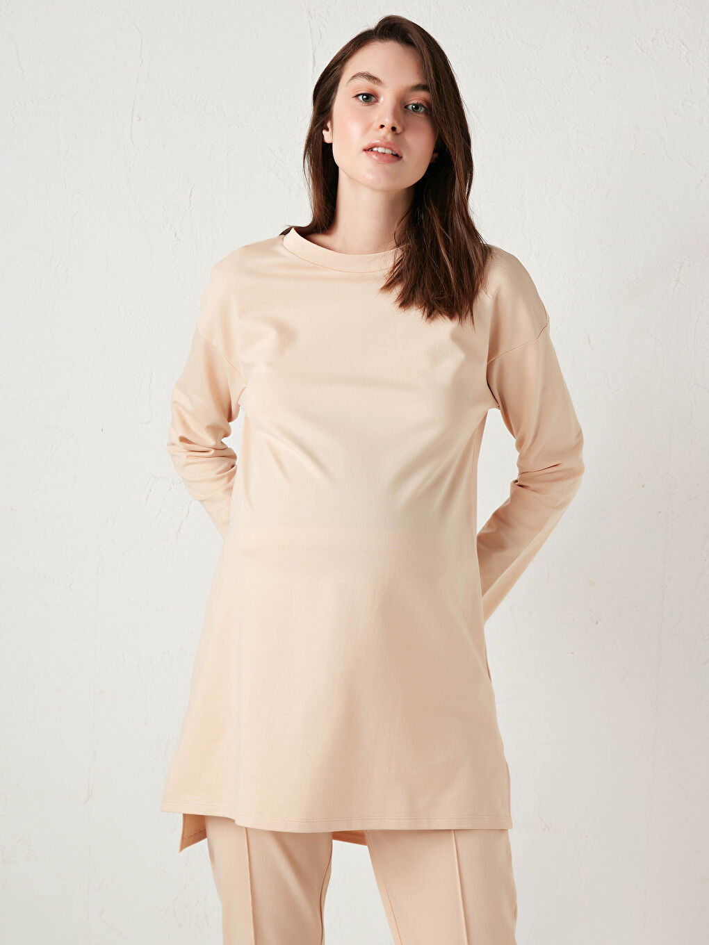 تونيك سترة حمل بكول مدور بسيط-7