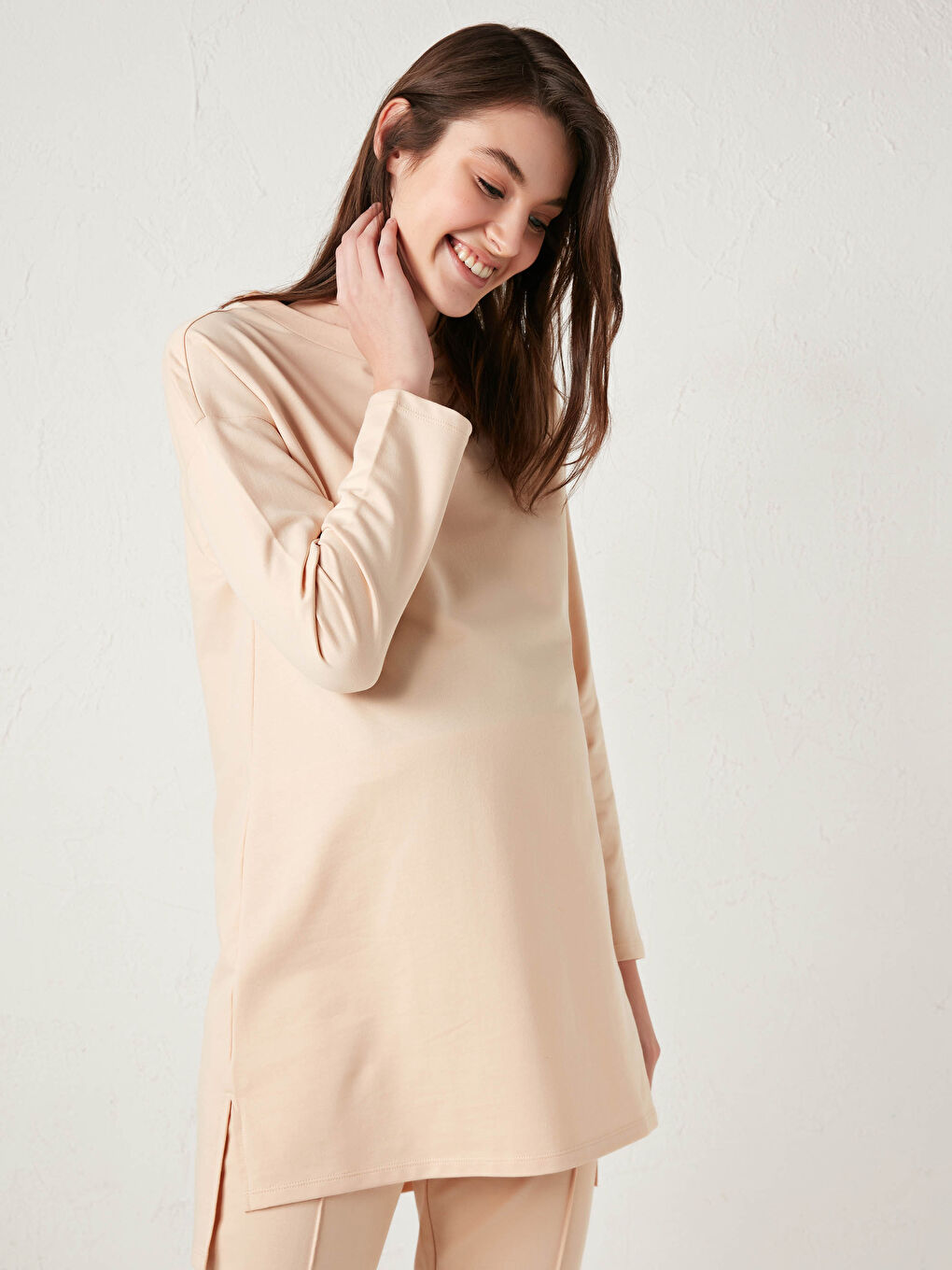 تونيك سترة حمل بكول مدور بسيط-8