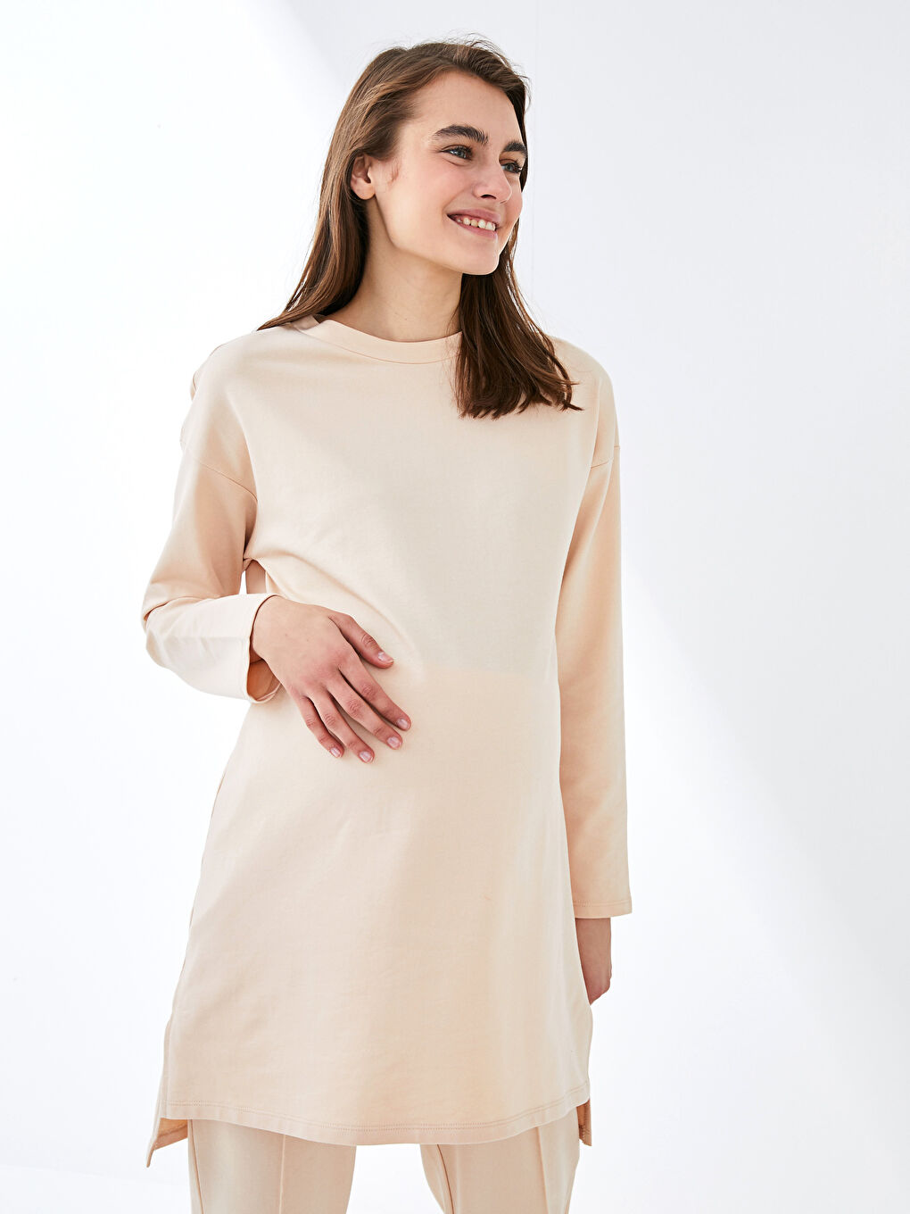 تونيك سترة حمل بكول مدور بسيط-4