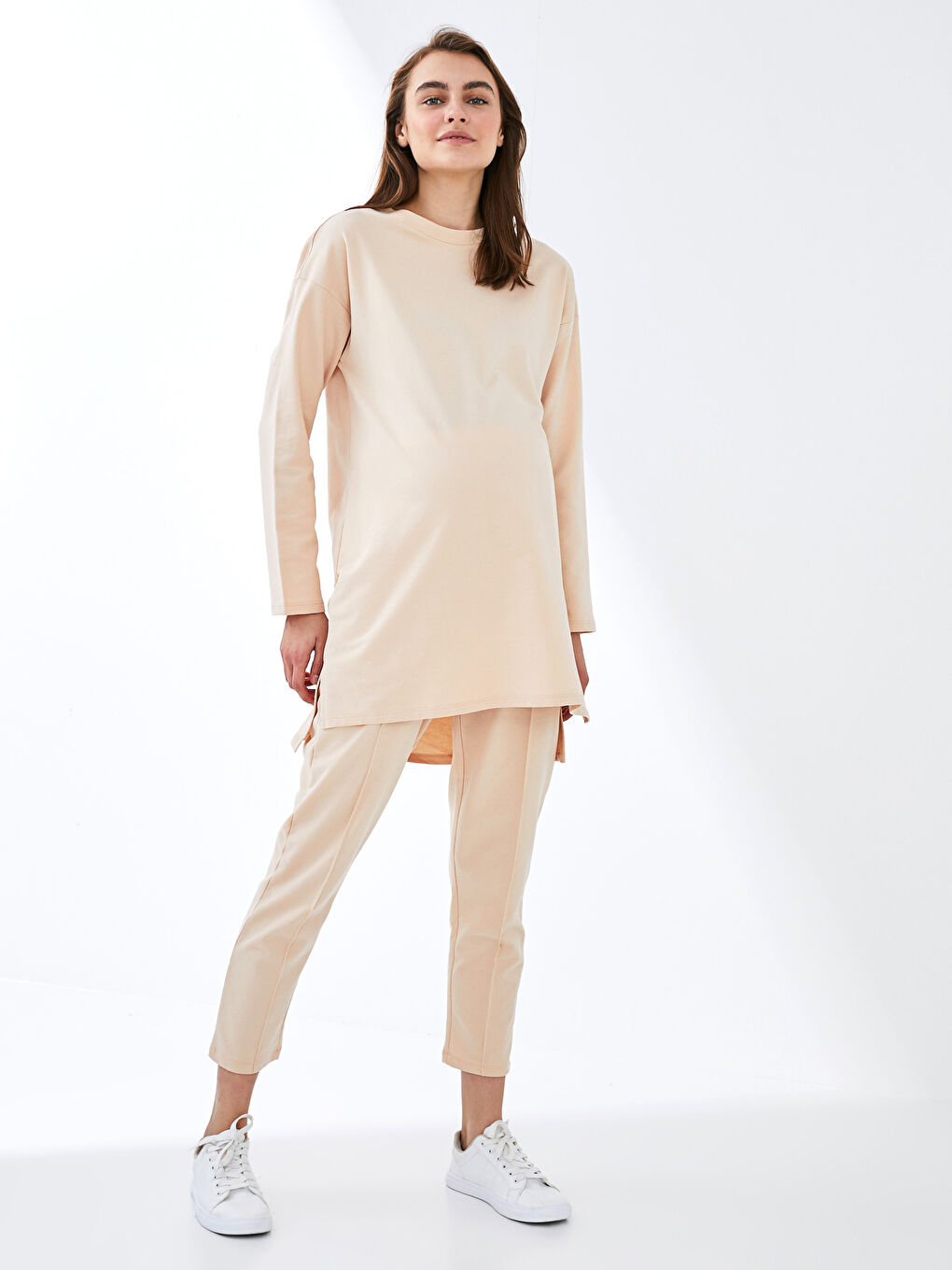 تونيك سترة حمل بكول مدور بسيط-1