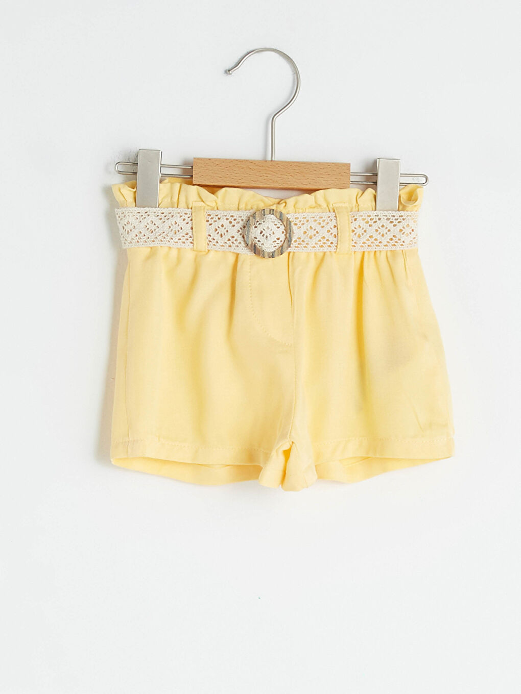 Shorts Basiques à Taille Élastique et Ceinture pour Bébé Fille