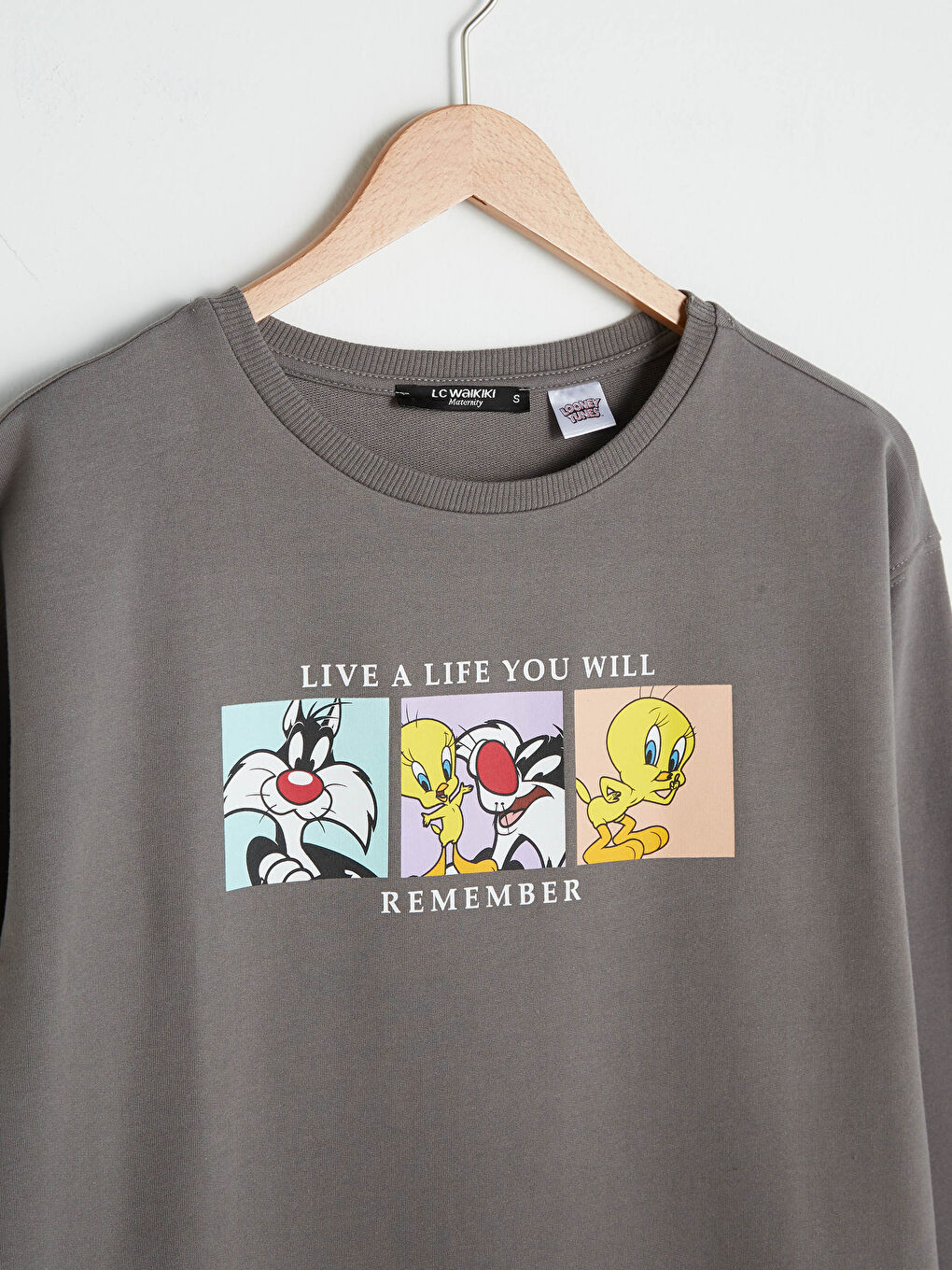 كنزة رياضية للحوامل بأكمام طويلة وياقة مستديرة وطبعة لوني تونز-6