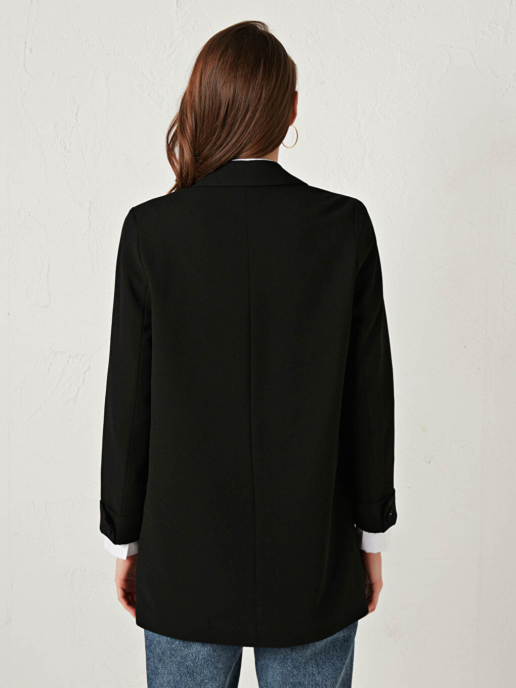Siyah Düğme Detaylı Kadın Blazer Ceket-10