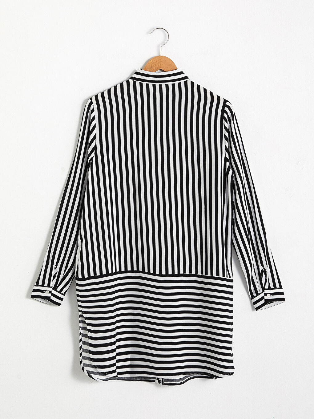 Siyah Çizgili Viskon Gömlek Tunik-6