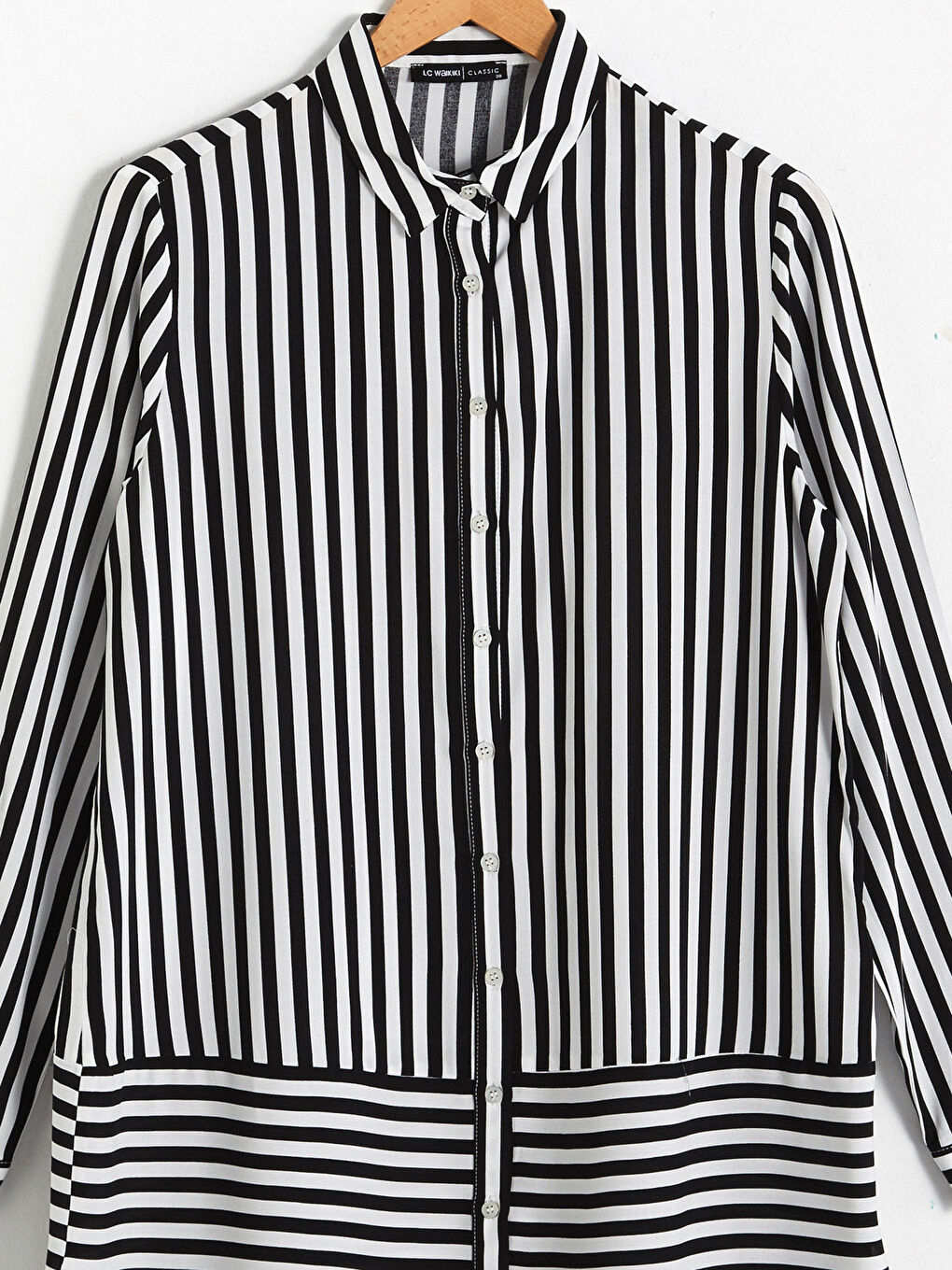 Siyah Çizgili Viskon Gömlek Tunik-7