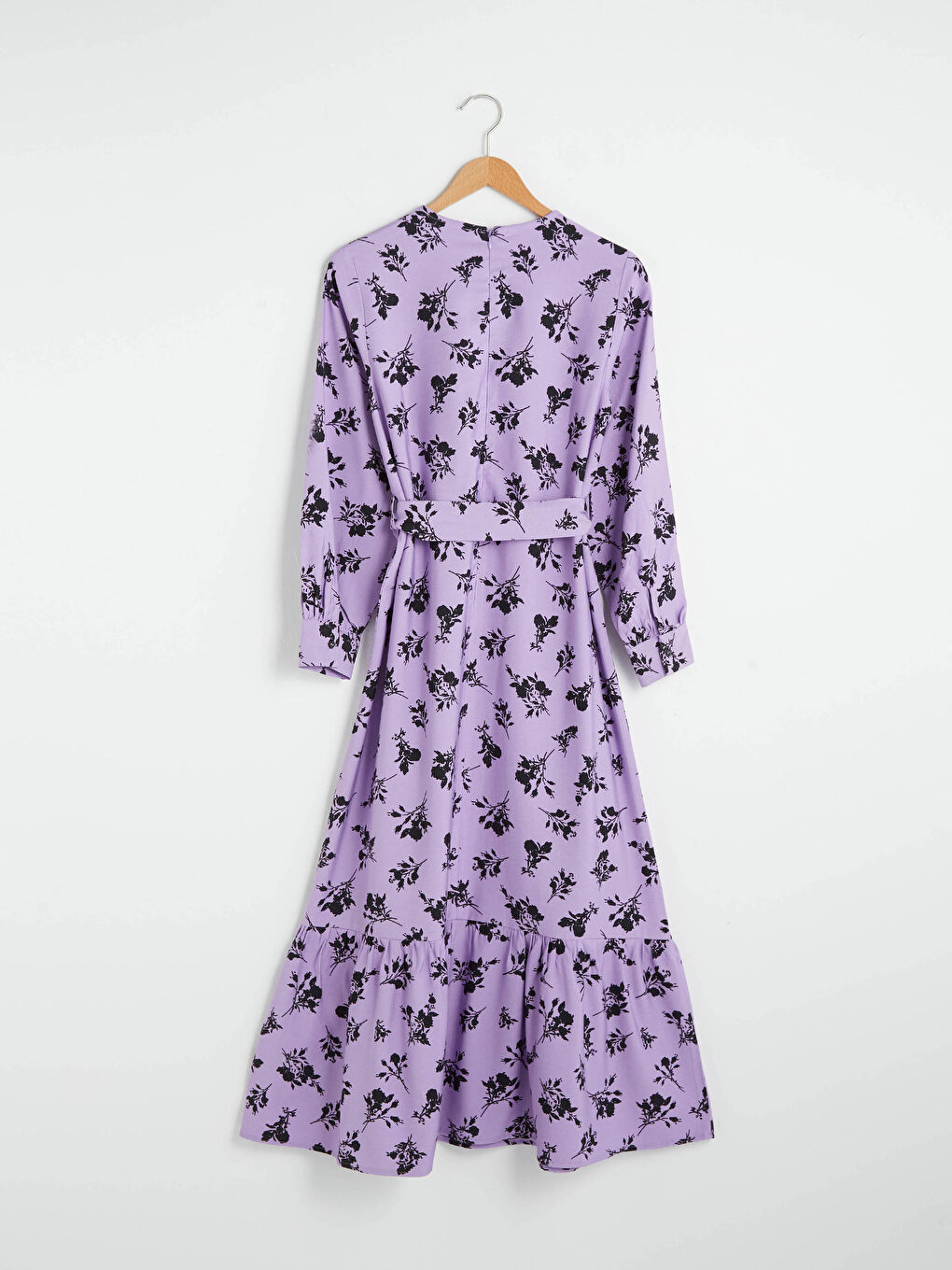 Crew Neck Floral Print Long Sleeve Women Dress-7