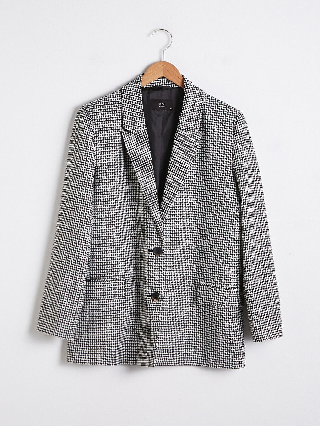 Houndstooth Patterned Button Detailed Jacket-5