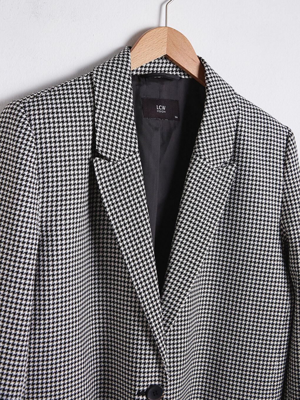 Houndstooth Patterned Button Detailed Jacket-7