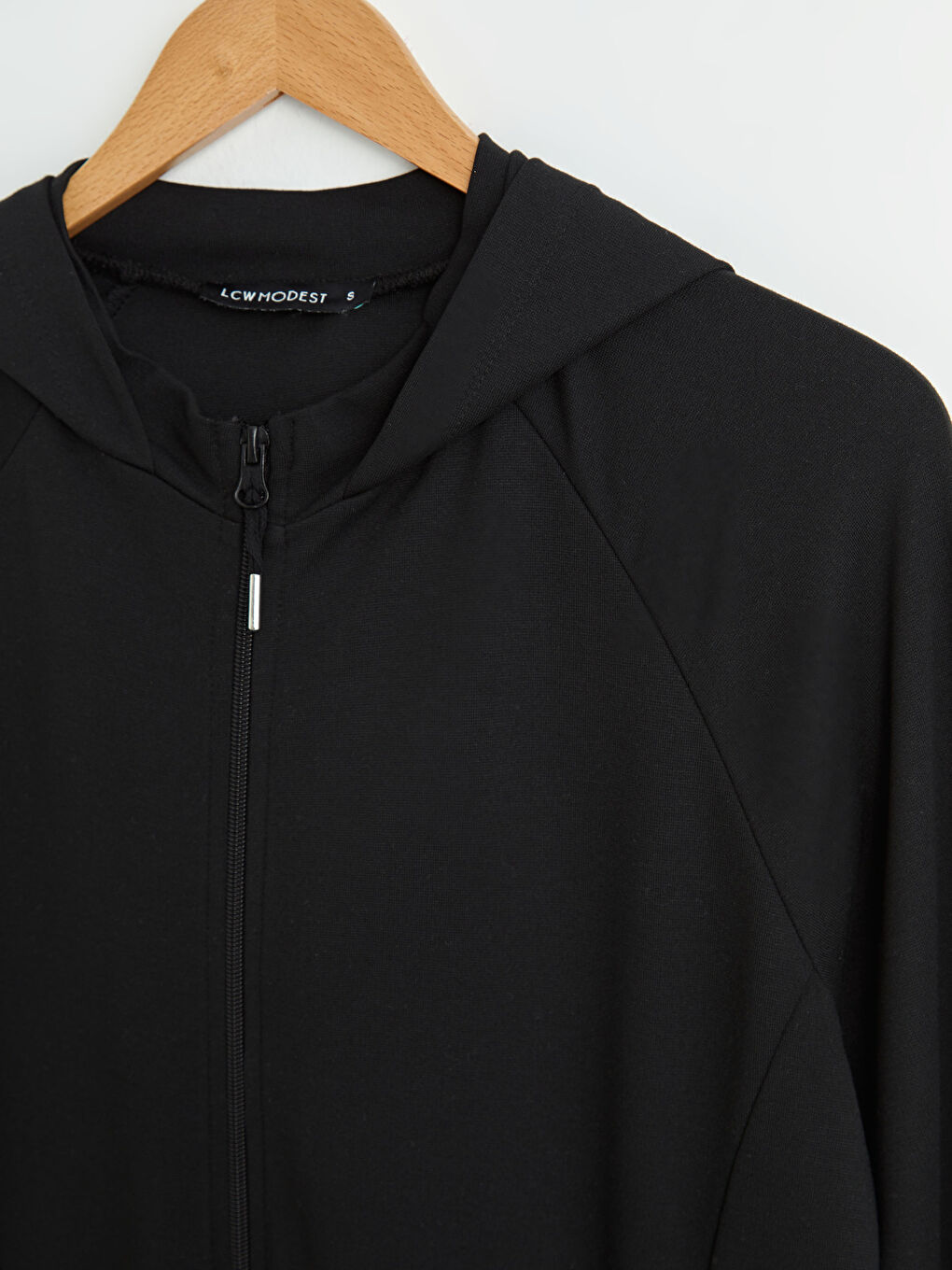 Siyah Kapüşonlu Düz Uzun Kollu Kadın Hırka-6