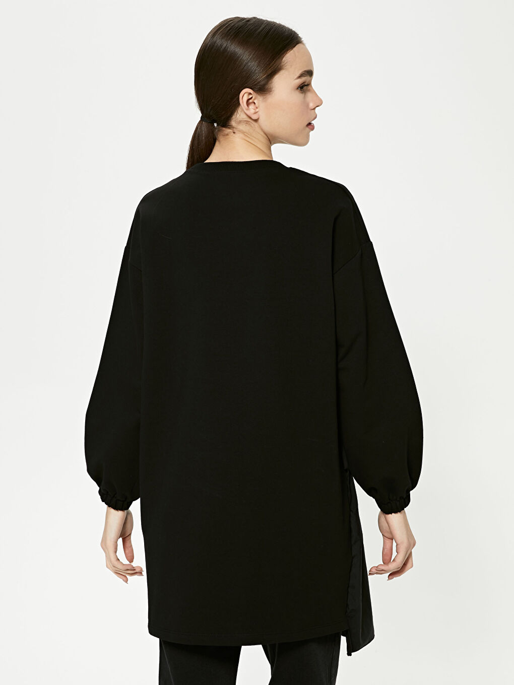 Crew Neck Ruffle Detail Long Sleeve Women's Sweatshirt Tunic-3