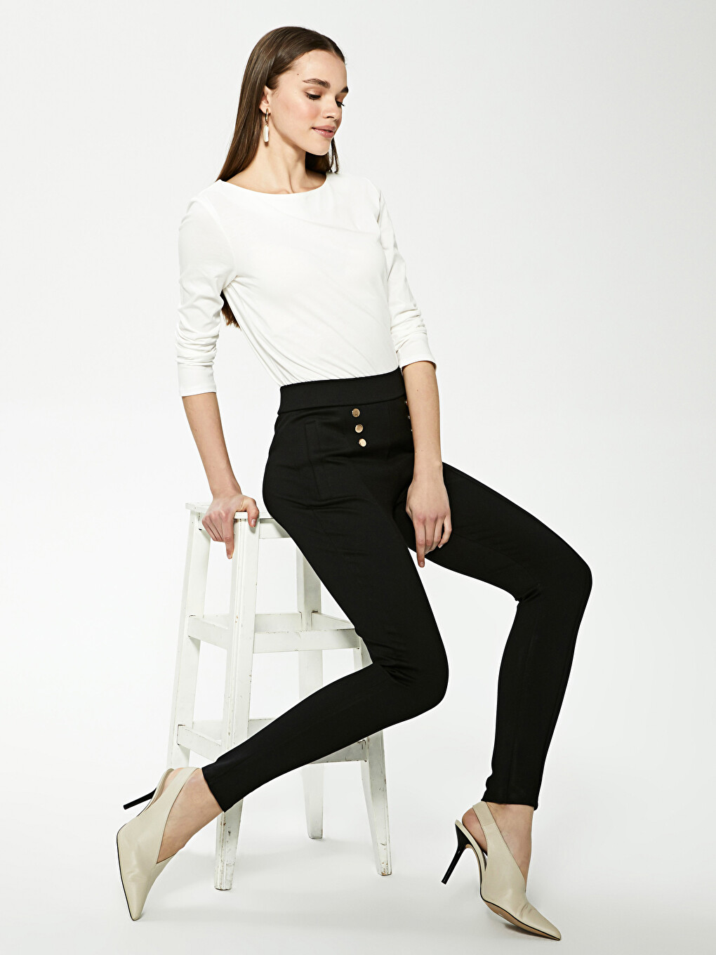 High Waist Skınny Fit Women Trousers-3