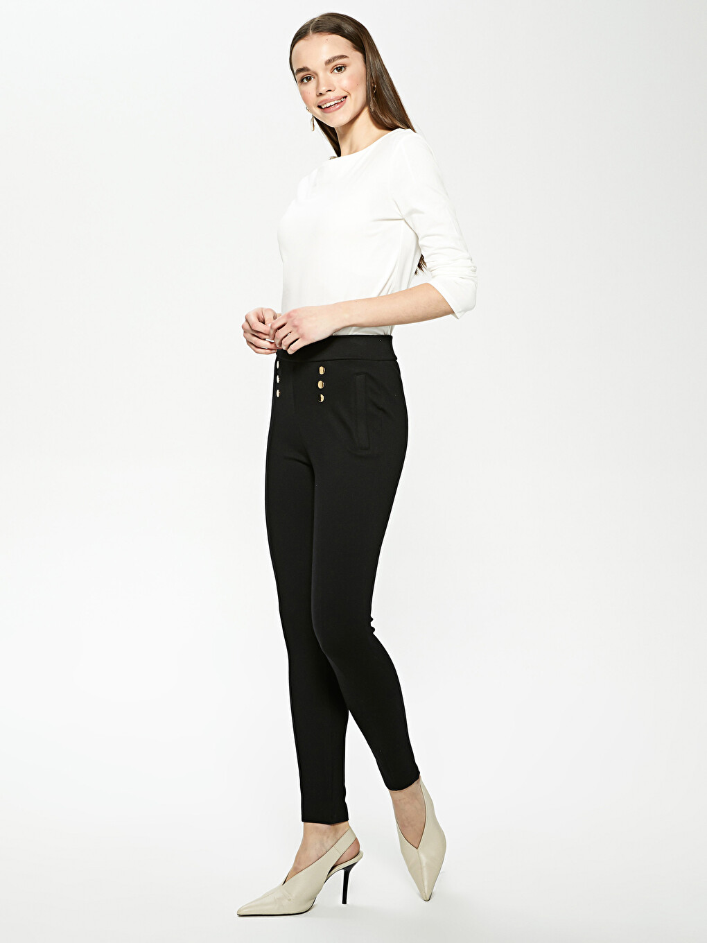 High Waist Skınny Fit Women Trousers